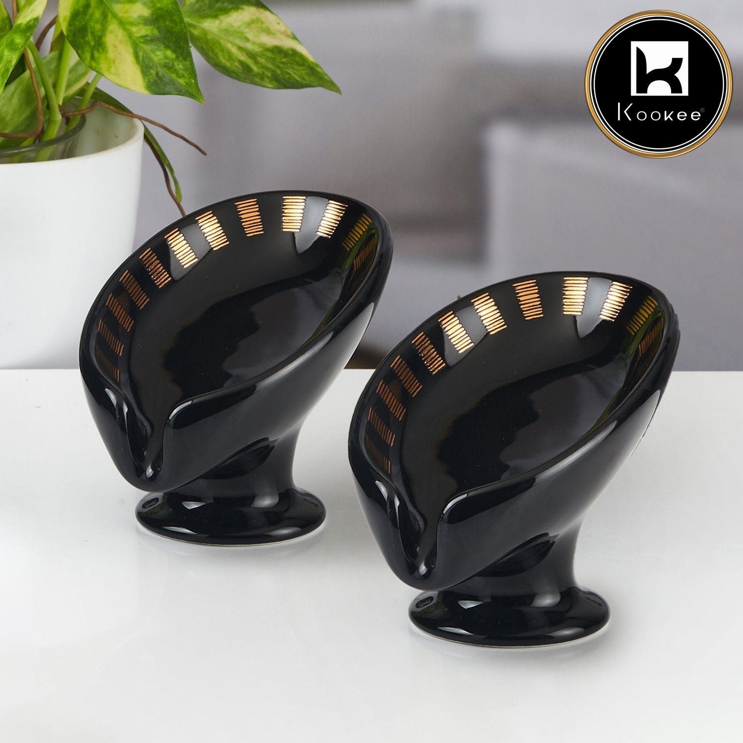 Ceramic Soap Holder Dish, Set of 1 Bathroom Accessories for Home, Black (Set of 2) (11919)
