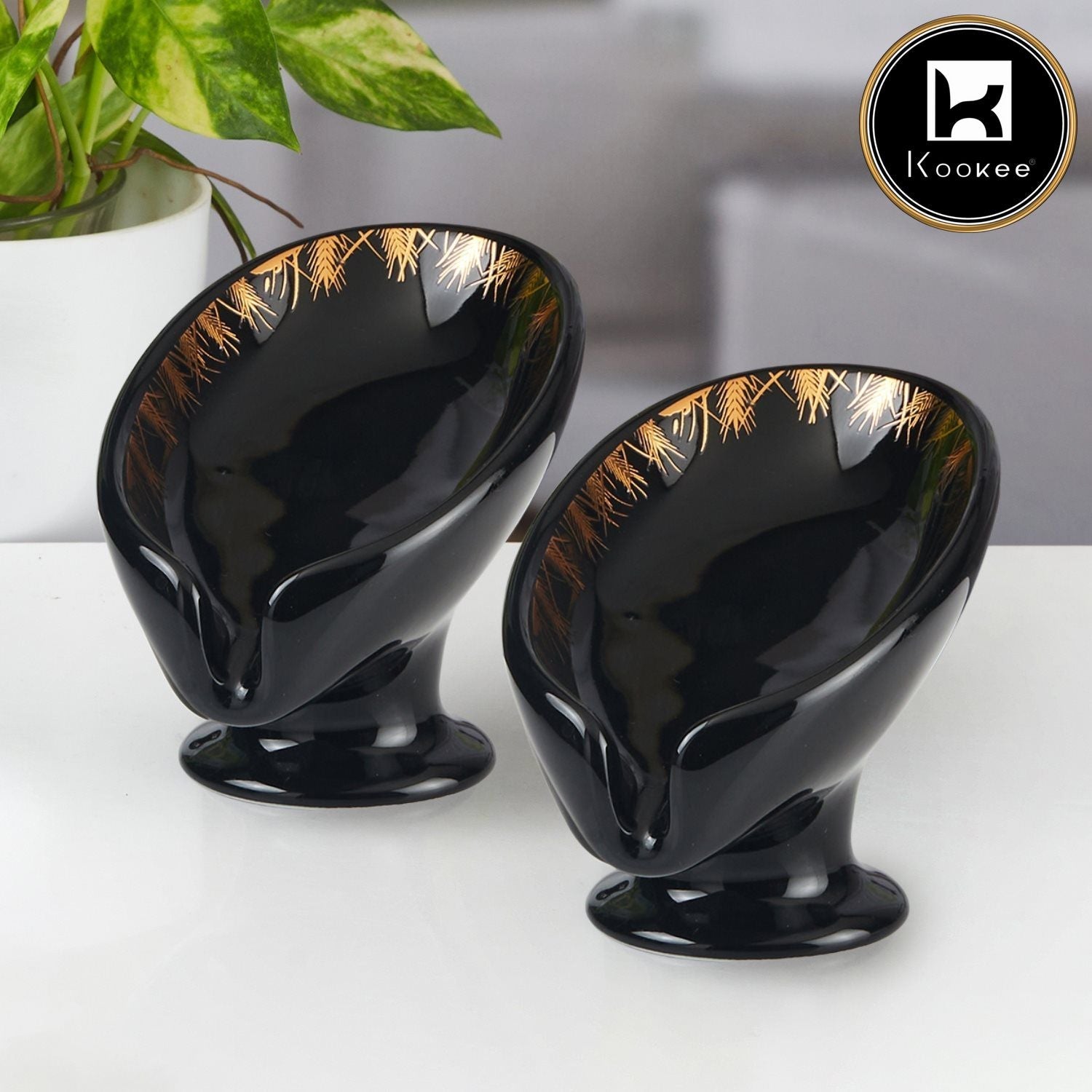 Ceramic Soap Holder Dish, Set of 1 Bathroom Accessories for Home, Black (Set of 2) (11921)