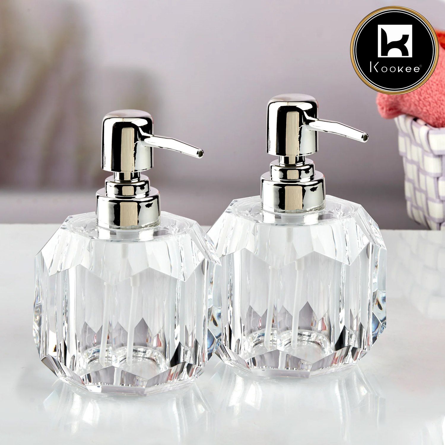 Acrylic Soap Dispenser for Bathroom handwash (Set of 2) (11931)