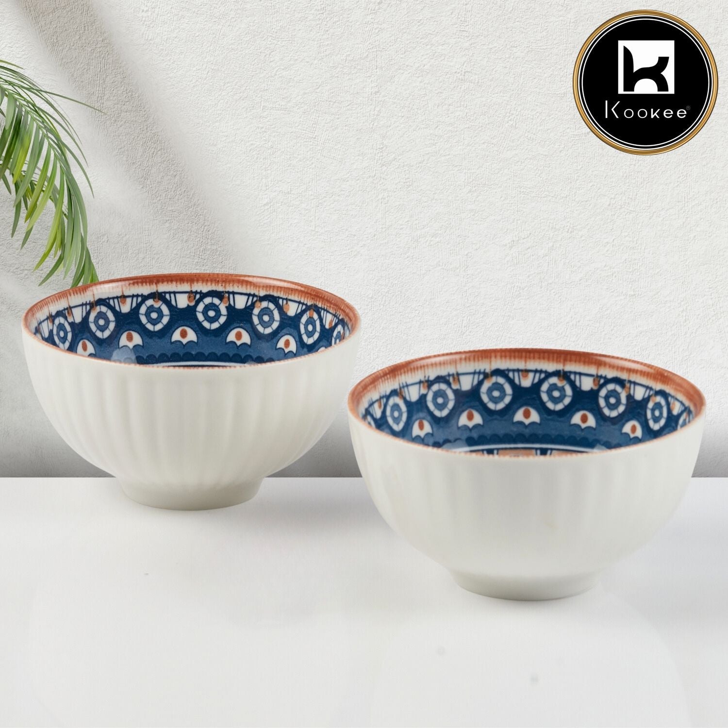 Kookee Ceramic Soup Bowls, Cereal Bowl For Kitchen (11953) (Set of 2)