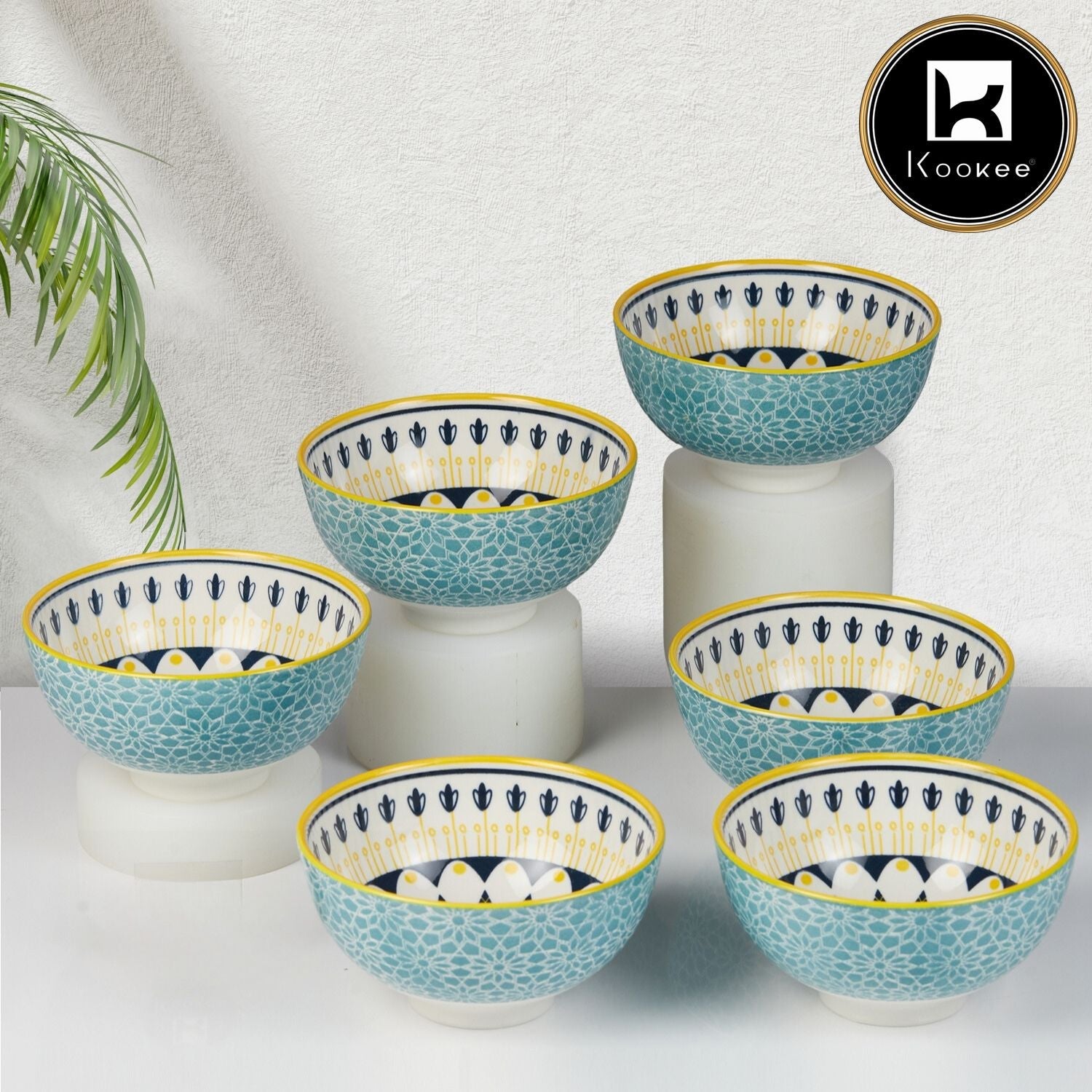 Kookee Ceramic Soup Bowls, Cereal Bowl For Kitchen (11963) (Set of 6)