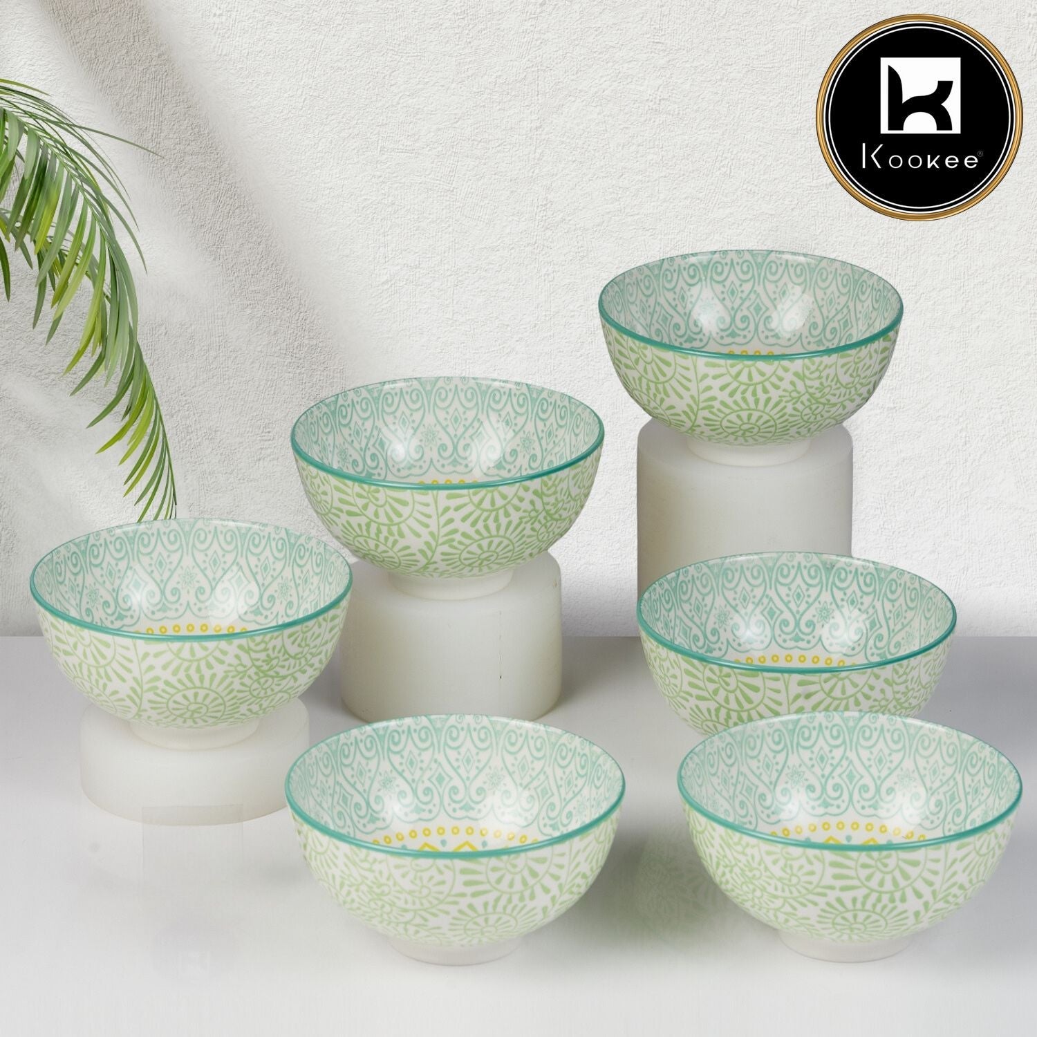 Kookee Ceramic Soup Bowls, Cereal Bowl For Kitchen (11965) (Set of 6)