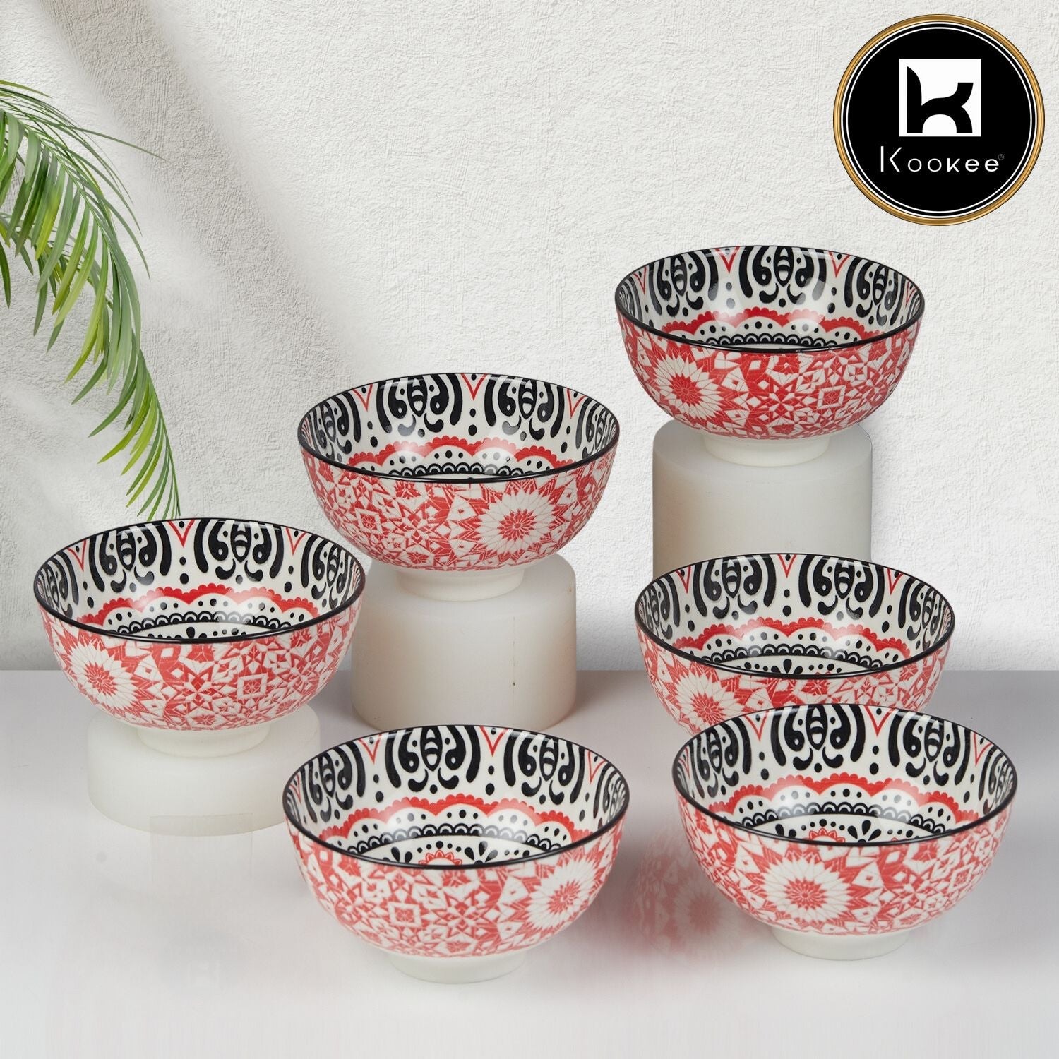 Kookee Ceramic Soup Bowls, Cereal Bowl For Kitchen (11969) (Set of 6)