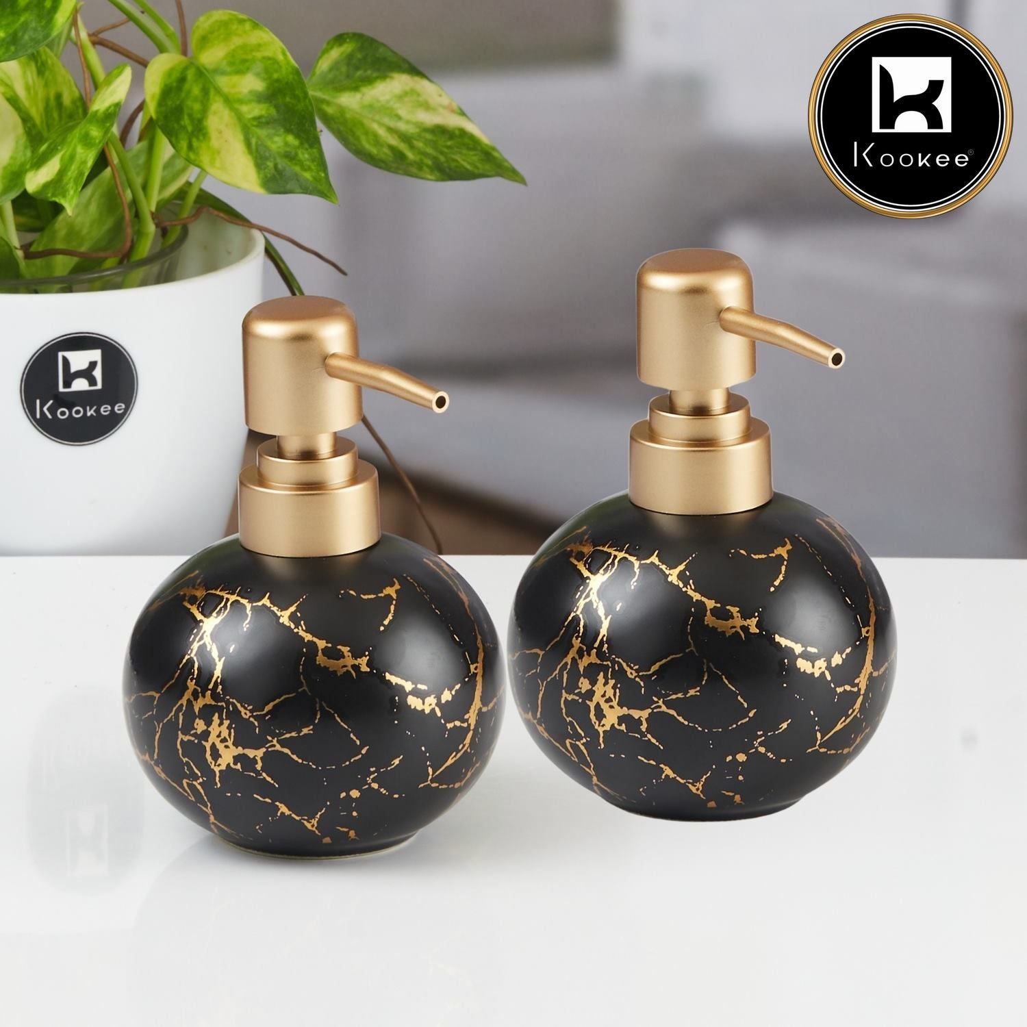 Ceramic Soap Dispenser for handwash for Bathroom, Grey (Set of 2) (12013)