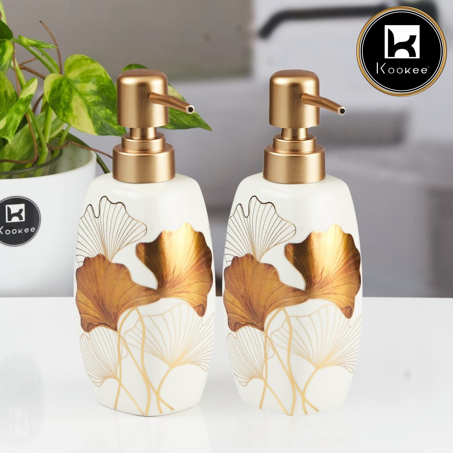 Ceramic Soap Dispenser for handwash for Bathroom, White (Set of 1) (11341)