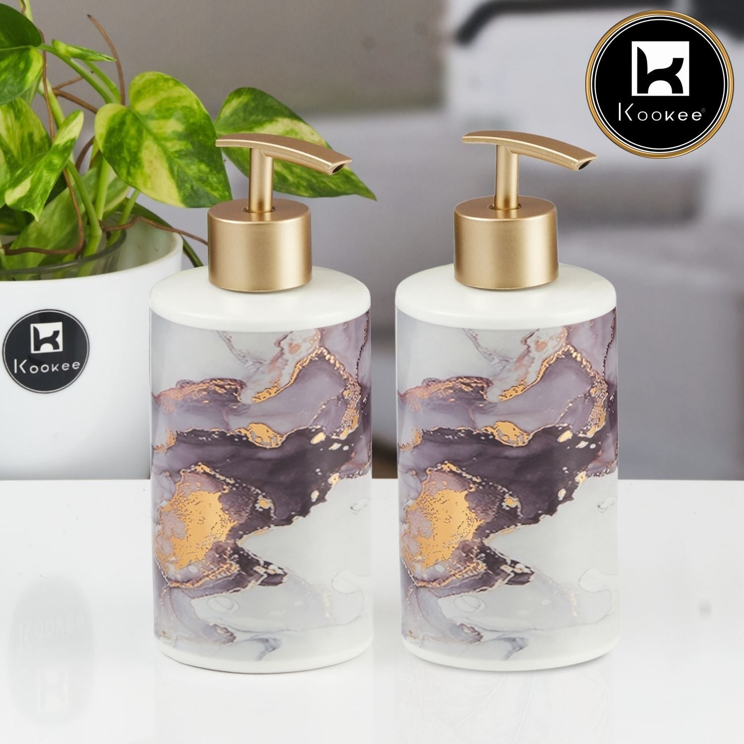 Ceramic Soap Dispenser for handwash for Bathroom, Multicolor (Set of 2) (12050)