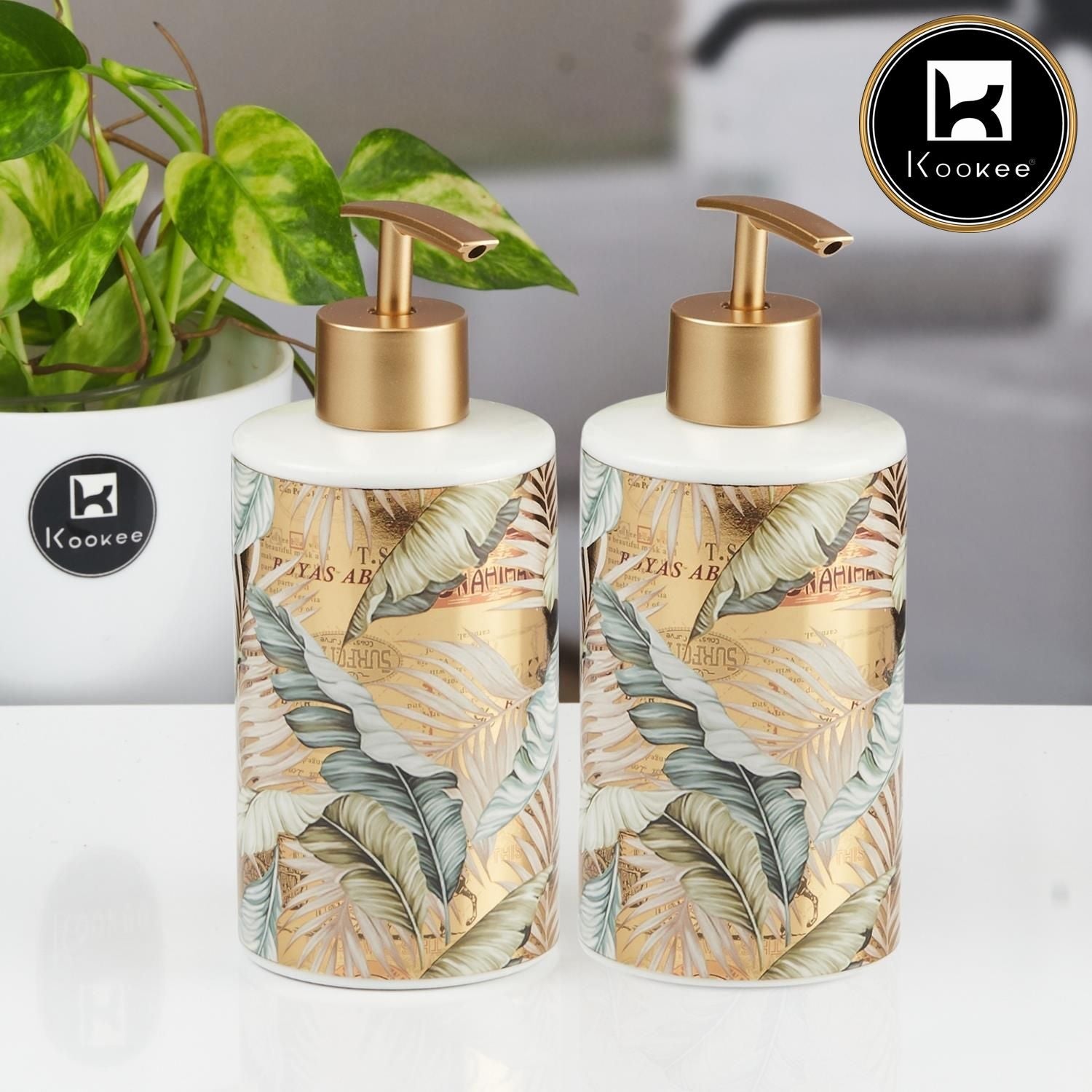 Ceramic Soap Dispenser for handwash for Bathroom, Multicolor (Set of 2) (12051)