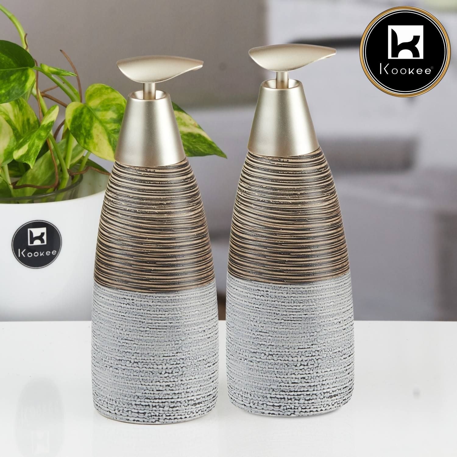 Ceramic Soap Dispenser for handwash for Bathroom, Multicolor (Set of 2) (11638)