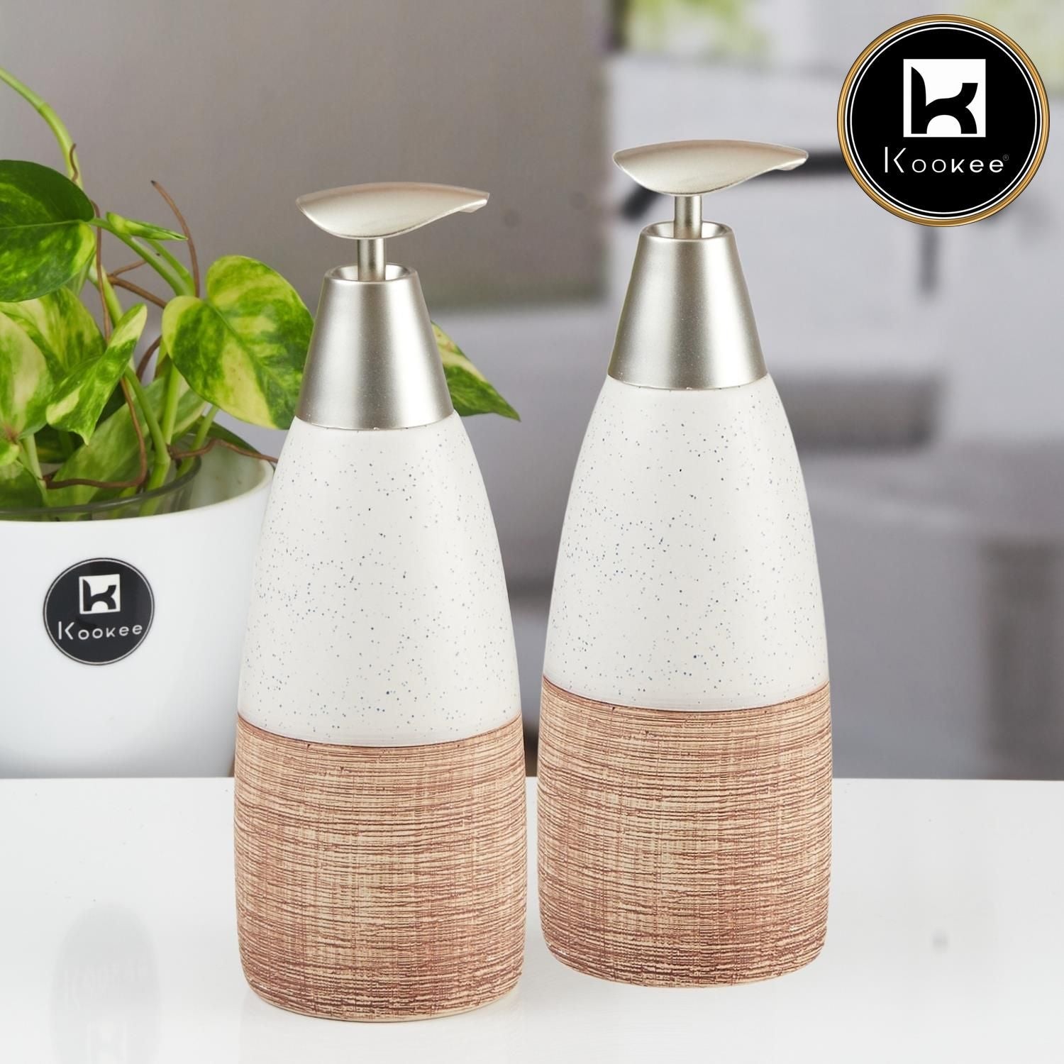 Ceramic Soap Dispenser for handwash for Bathroom, Multicolor (Set of 2) (12057)