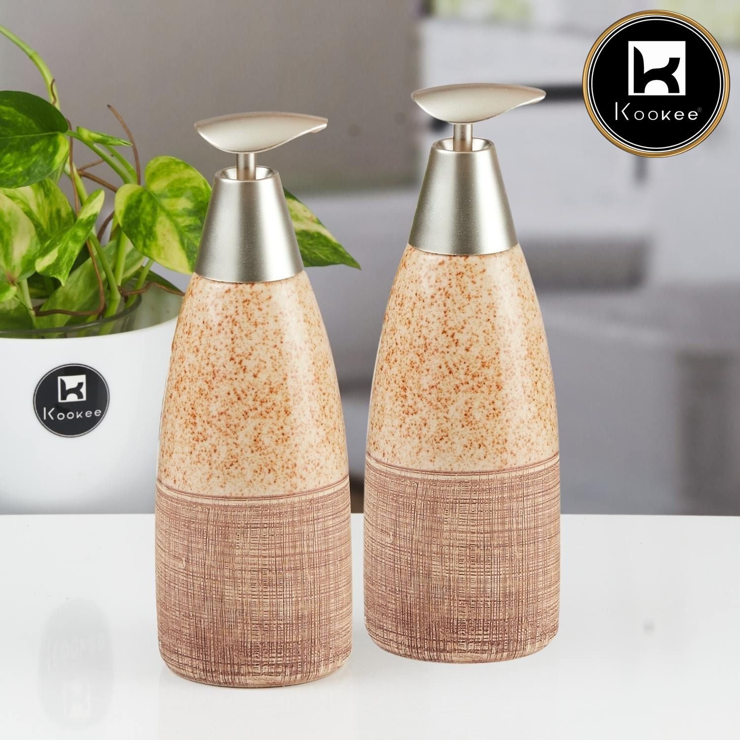 Ceramic Soap Dispenser for handwash for Bathroom, Multicolor (Set of 2) (12058)