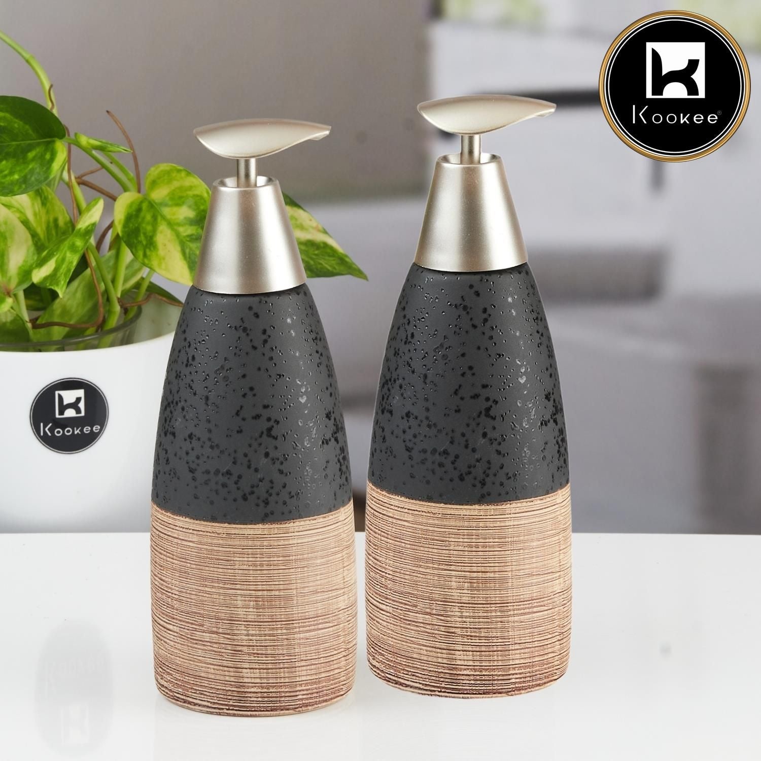 Ceramic Soap Dispenser for handwash for Bathroom, Multicolor (Set of 2) (12059)