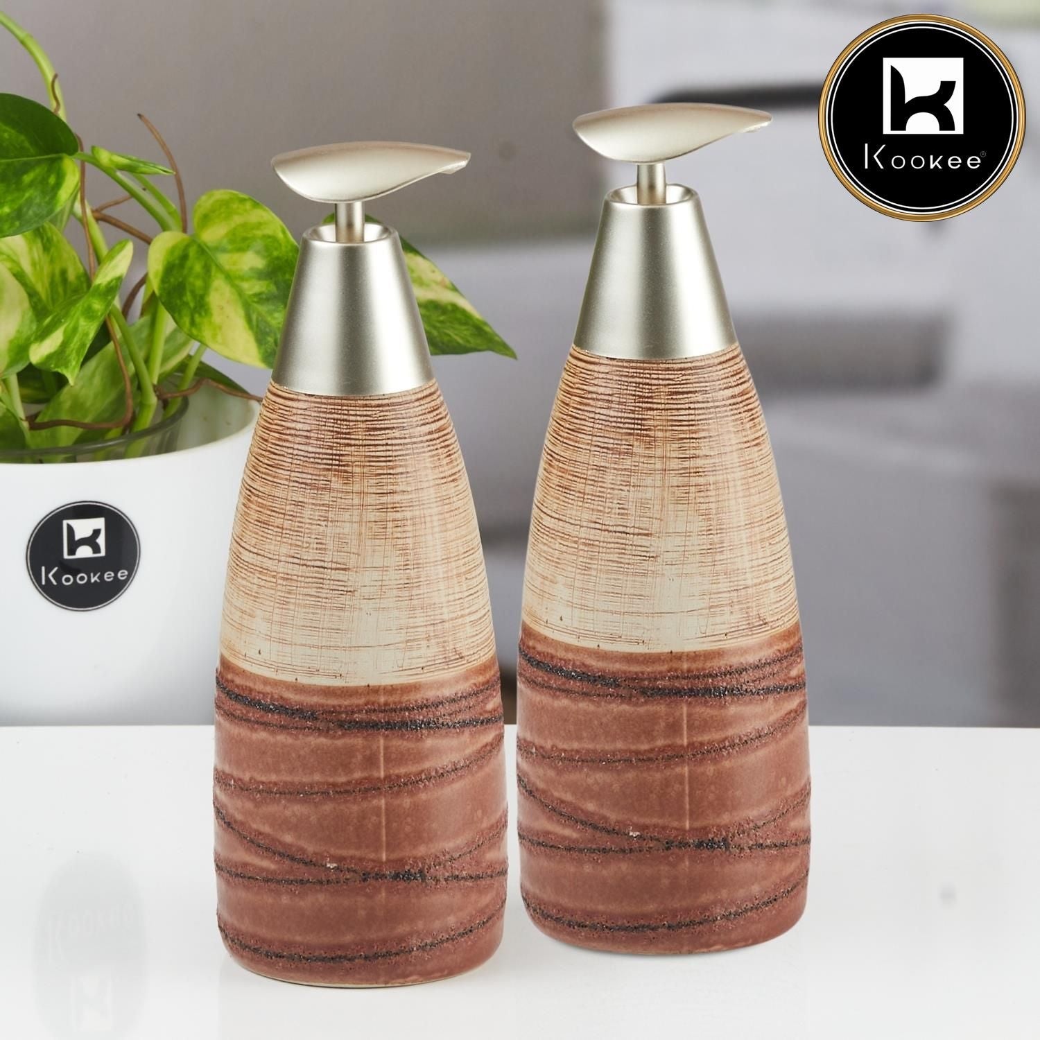 Ceramic Soap Dispenser for handwash for Bathroom, Multicolor (Set of 2) (12060)