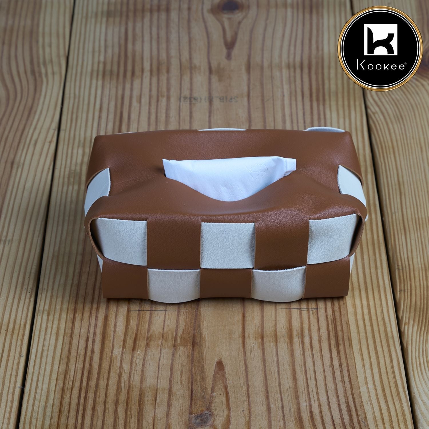 Kookee Premium Soft PU Leather Car Tissue Holder (Brown) (12072)