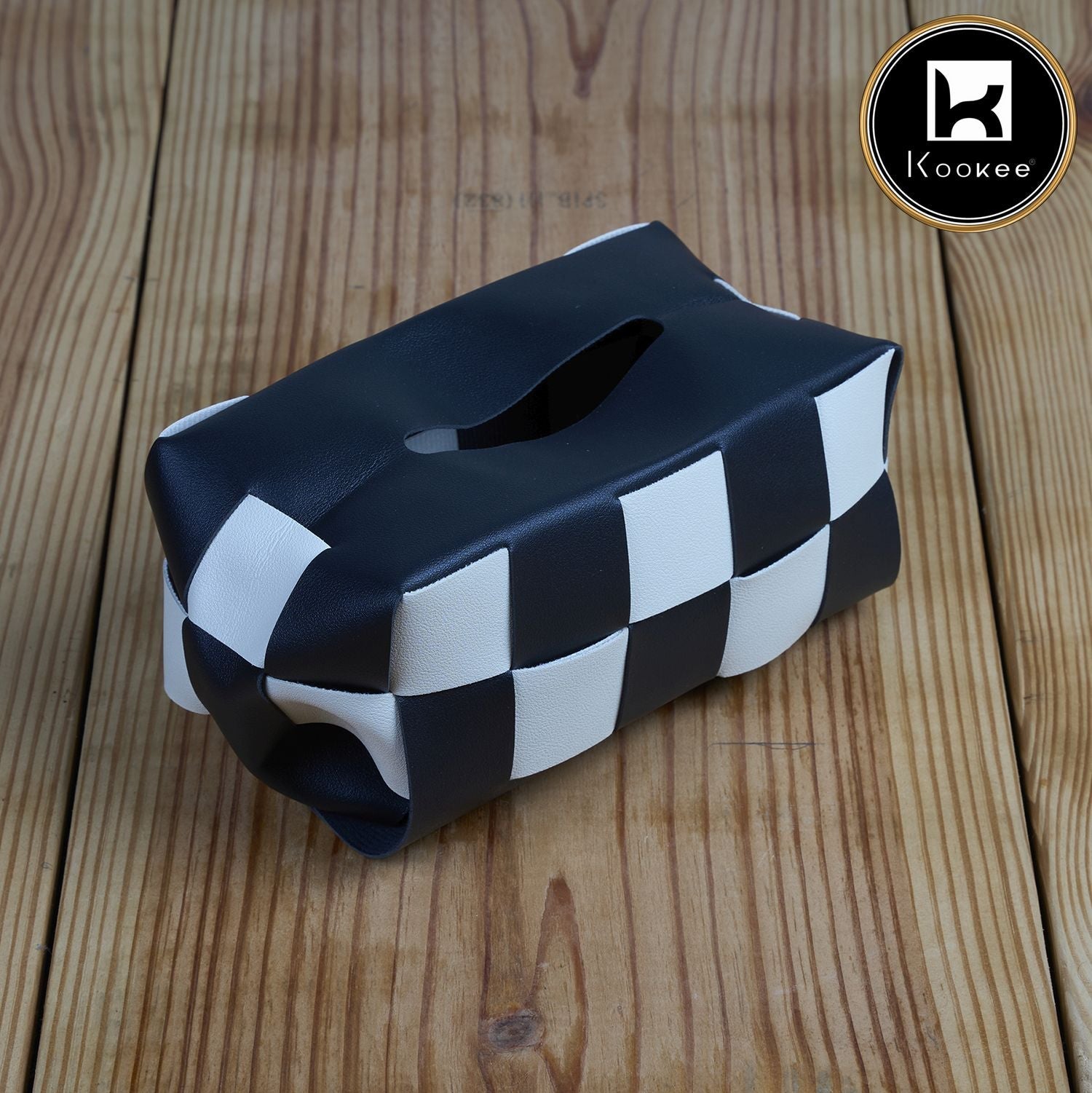 Kookee Premium Soft PU Leather Car Tissue Holder (Black) (12073)