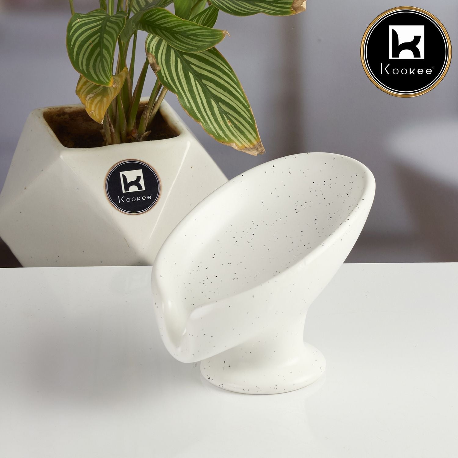 Ceramic Soap Holder Dish, Set of 1, White (Set of 1) (12090)