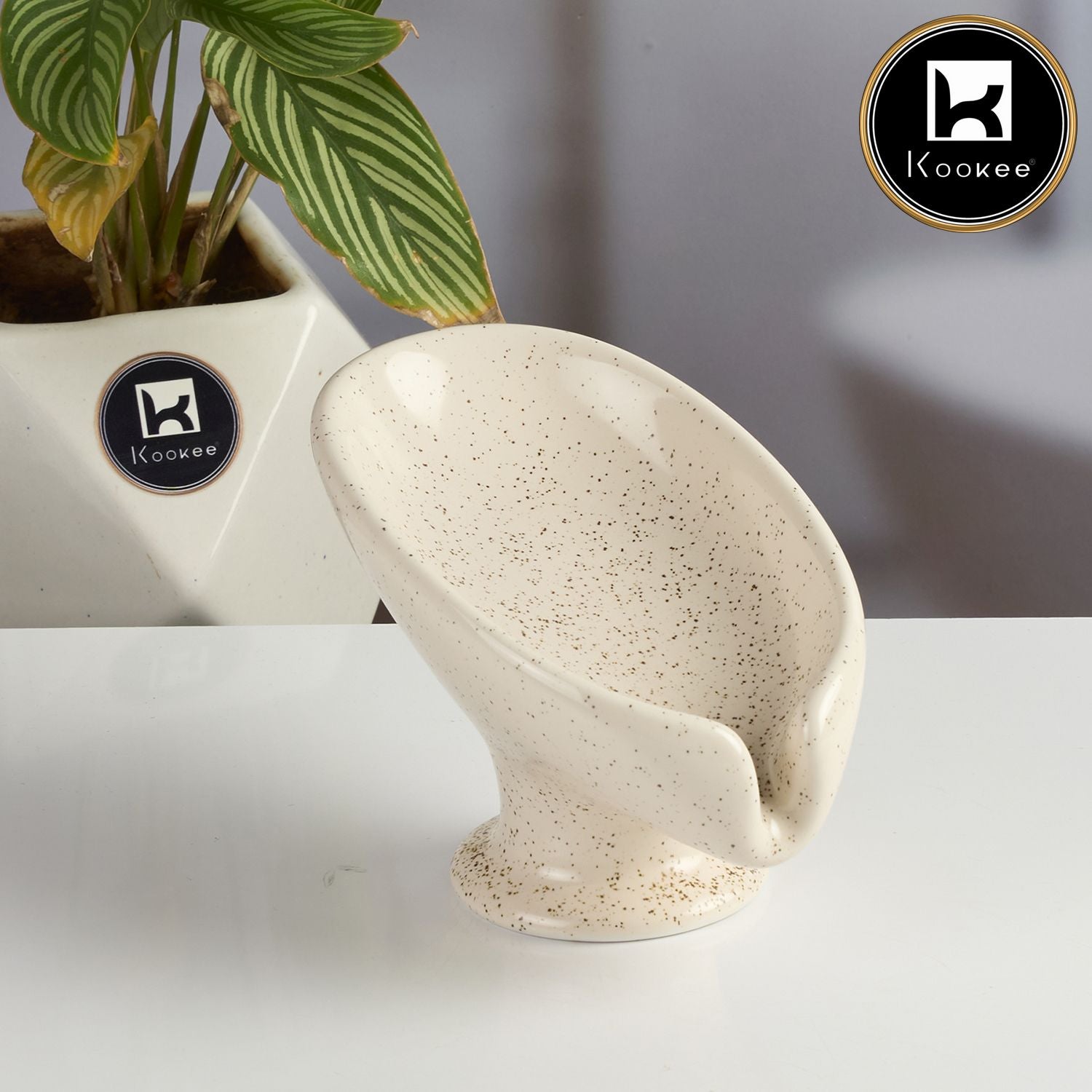 Kookee Ceramic Soap Holder Dish, Set of 1, Beige (Set of 1) (12091)