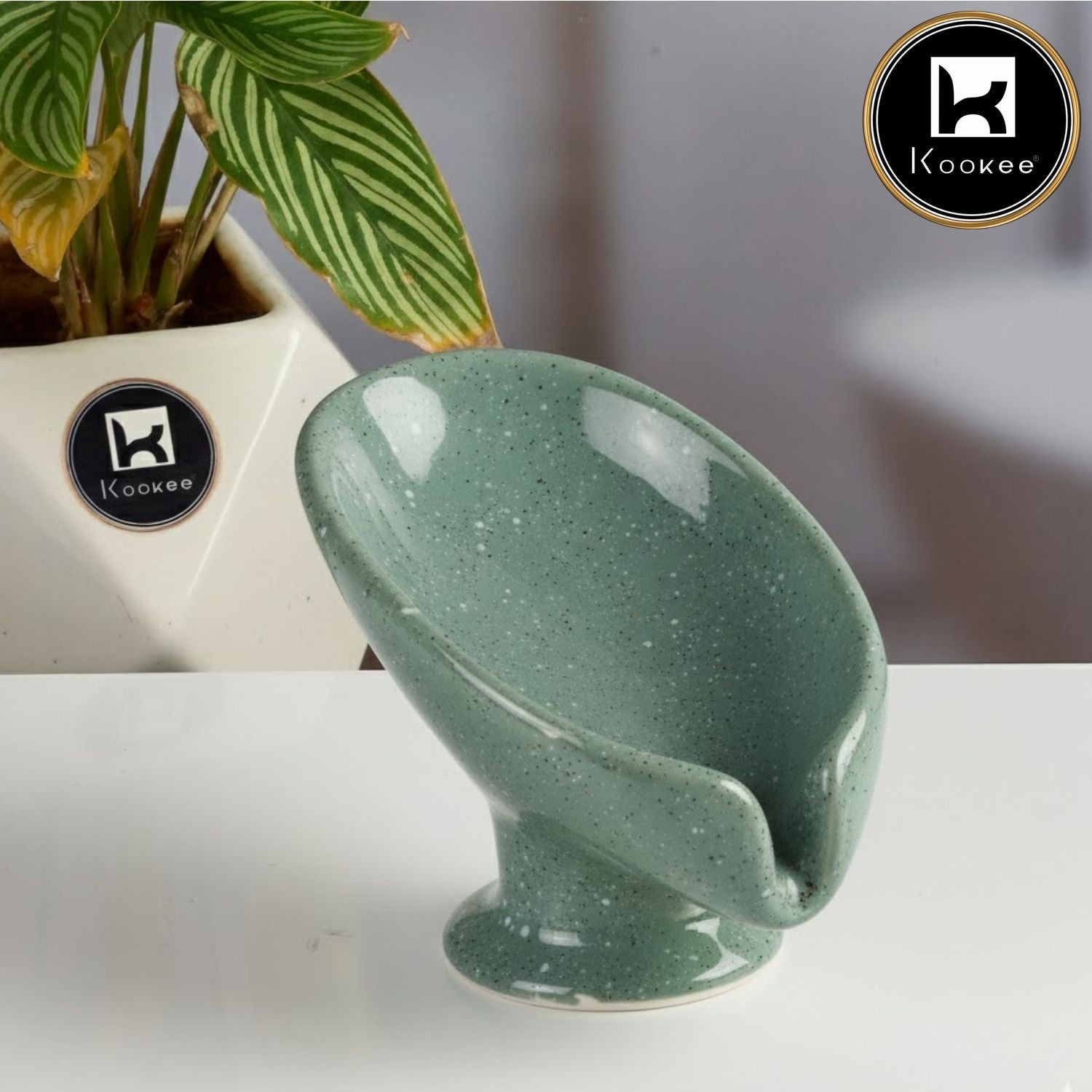 Ceramic Soap Holder Dish, Set of 1, Green (Set of 1) (12092)