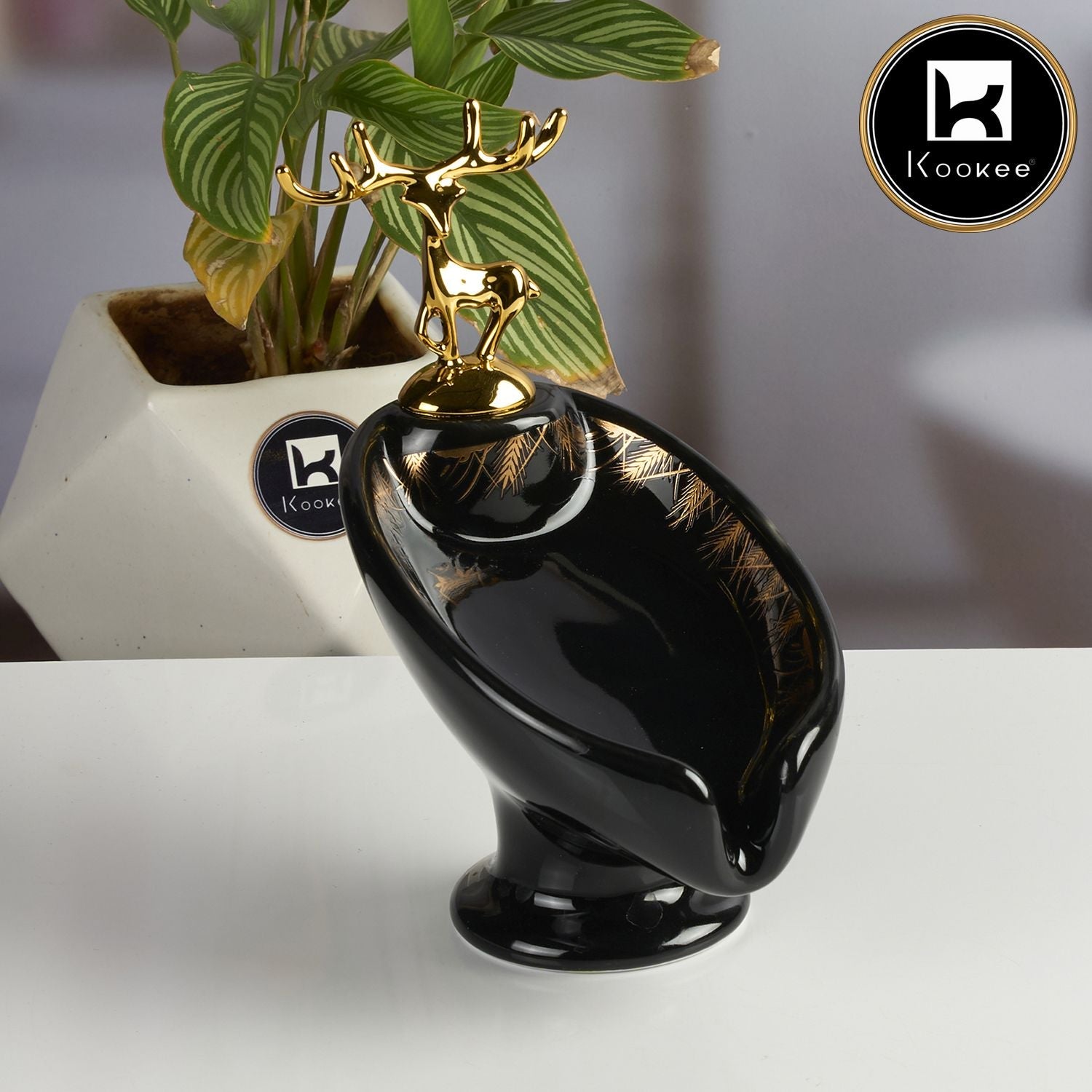 Kookee Ceramic Soap Holder Dish, Set of 1, Black (Set of 1) (12093)