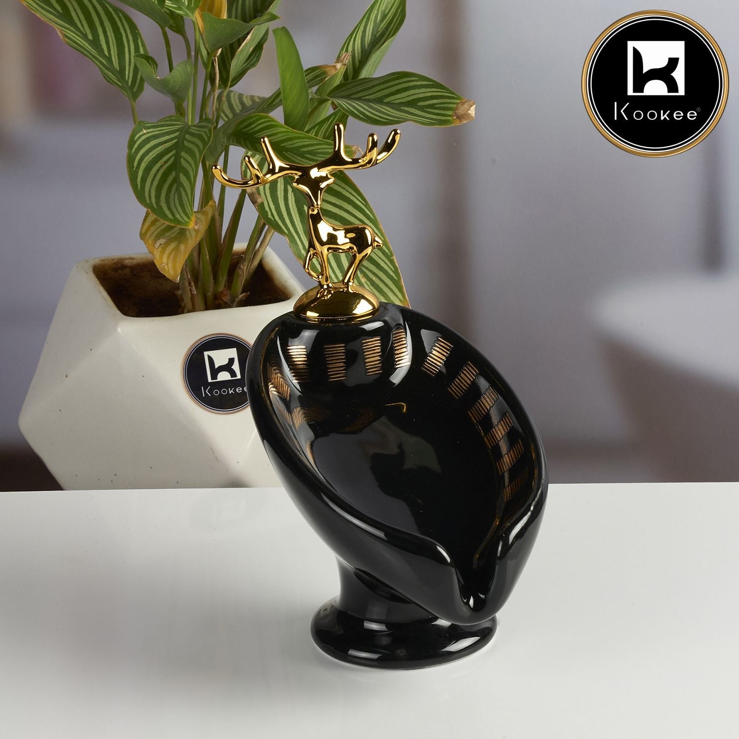 Kookee Ceramic Soap Holder Dish, Set of 1, Black (Set of 1) (12094)