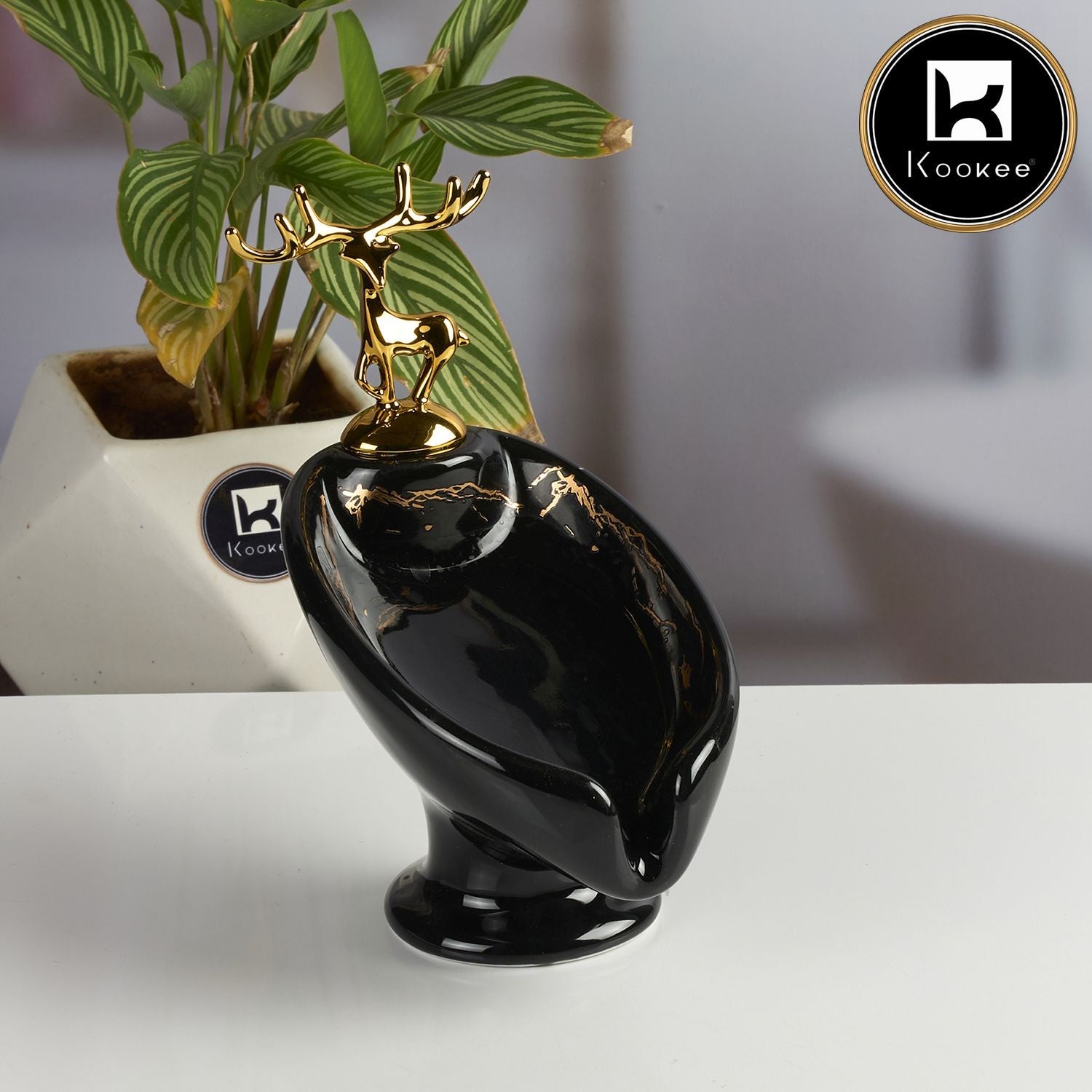 Kookee Ceramic Soap Holder Dish, Set of 1, Black (Set of 1) (12095)