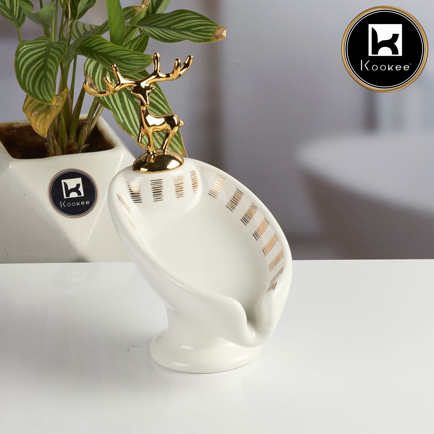 Kookee Ceramic Soap Holder Dish, Set of 1, White (Set of 1) (12097)