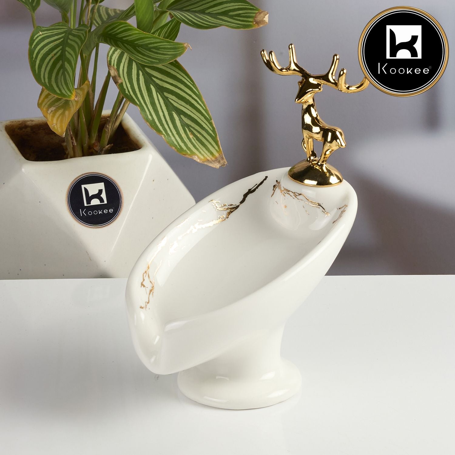 Ceramic Soap Holder Dish, Set of 1, White (Set of 1) (12098)