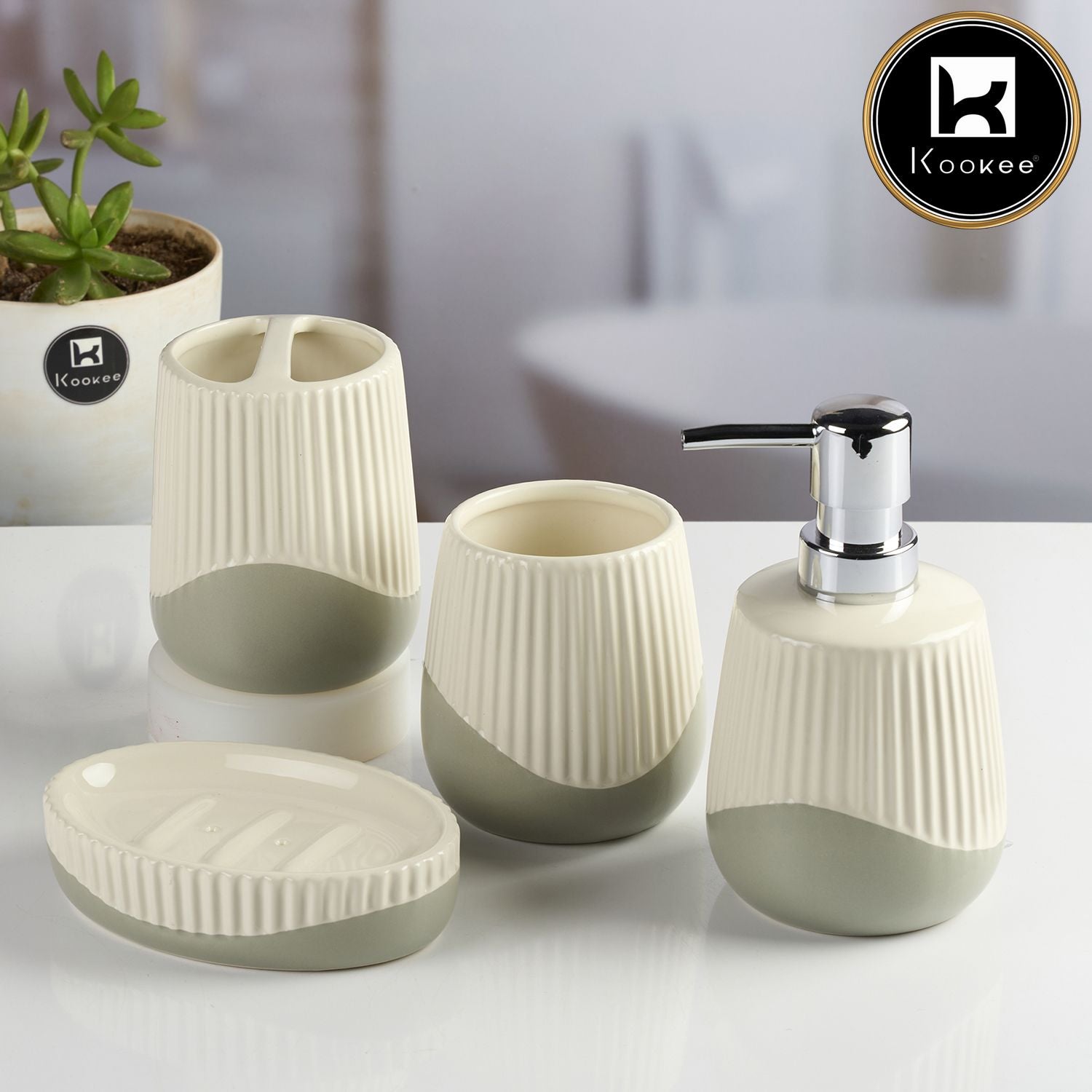 Kookee Ceramic Bathroom Sets, Multi, ART12099