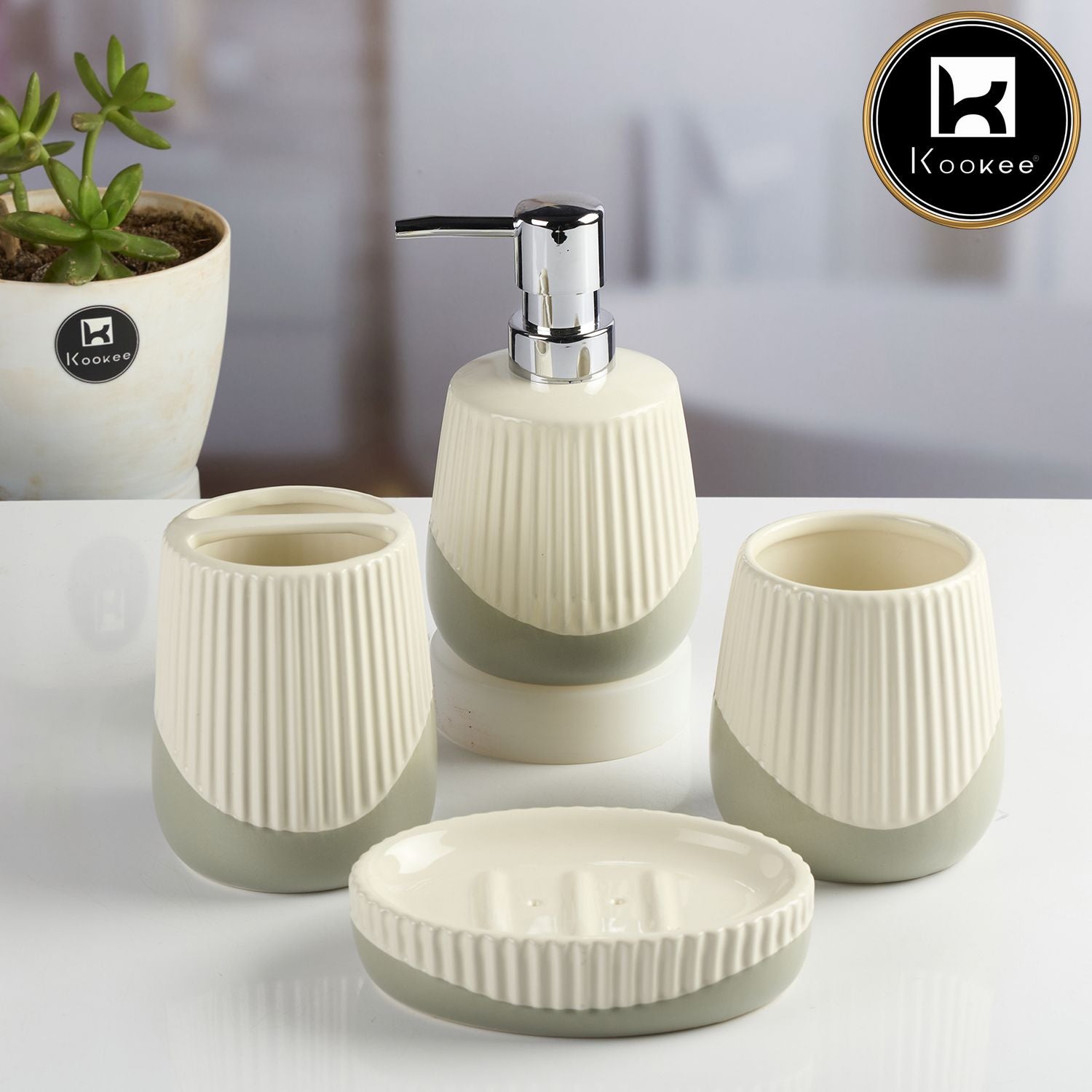 Kookee Ceramic Bathroom Sets, Multi, ART12099
