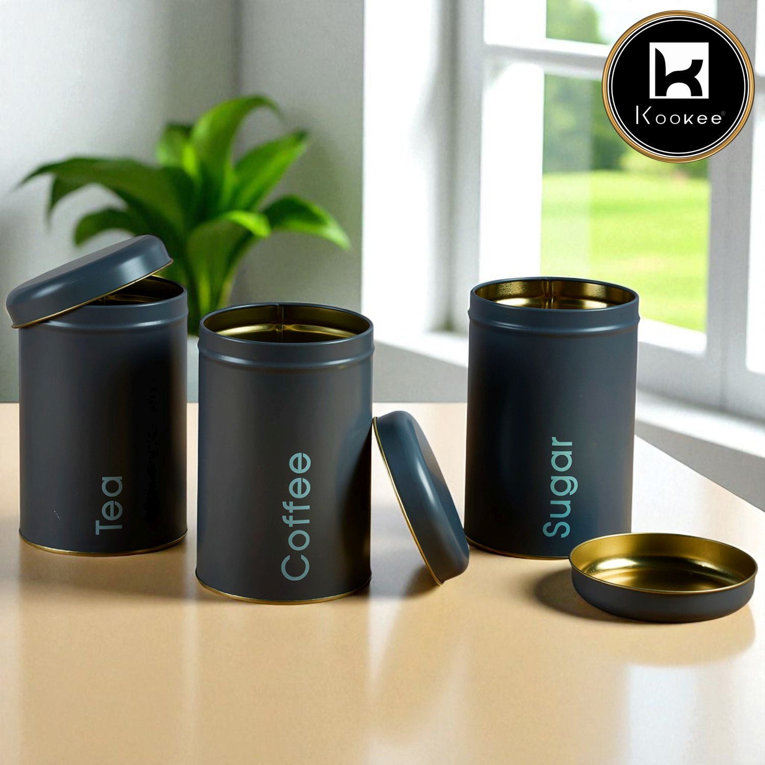 Kookee Tin Containers, Grey, ART12104