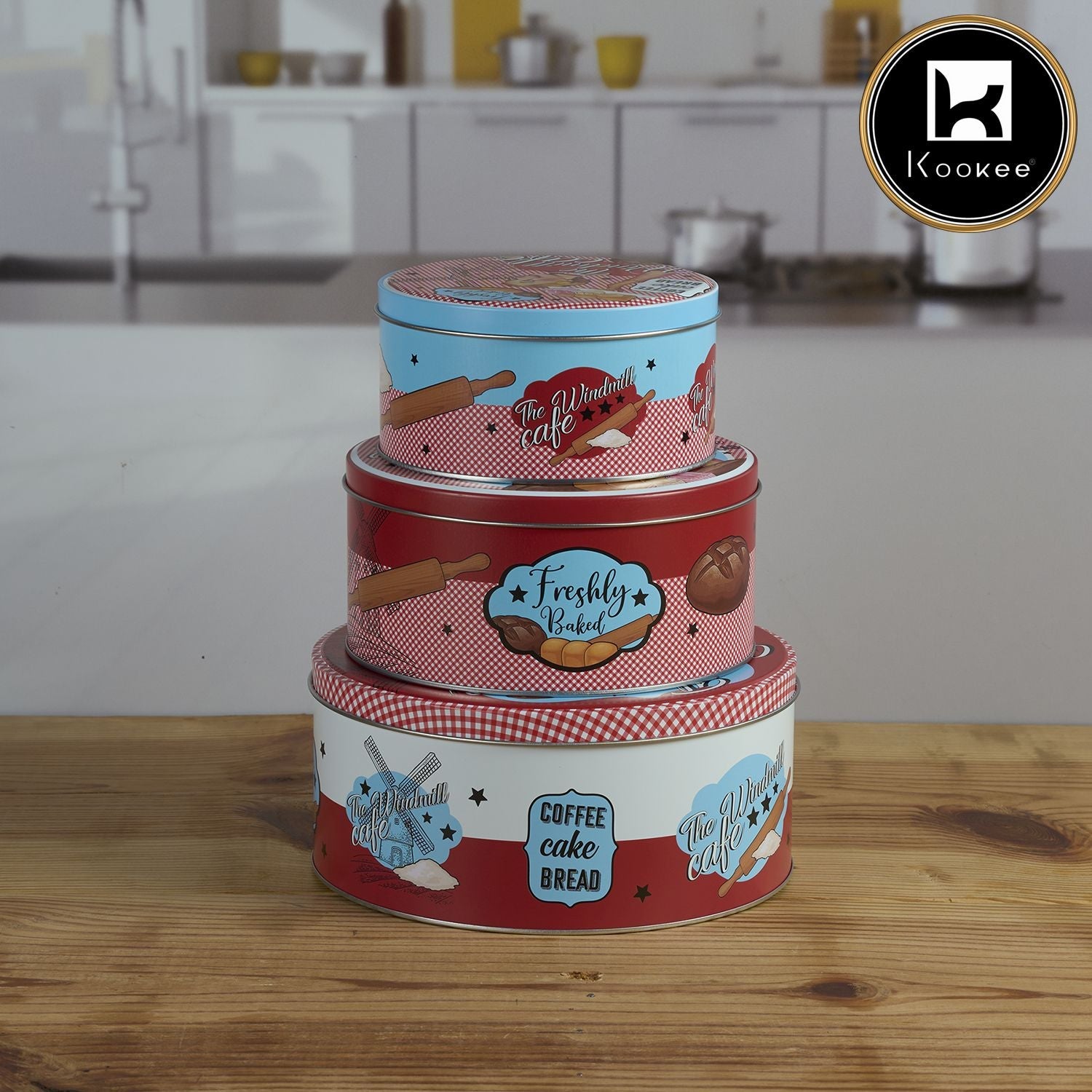 Tin Boxes Set of 3, Cookie, Biscuit and Snack Storage Tins (V-TIN-003)