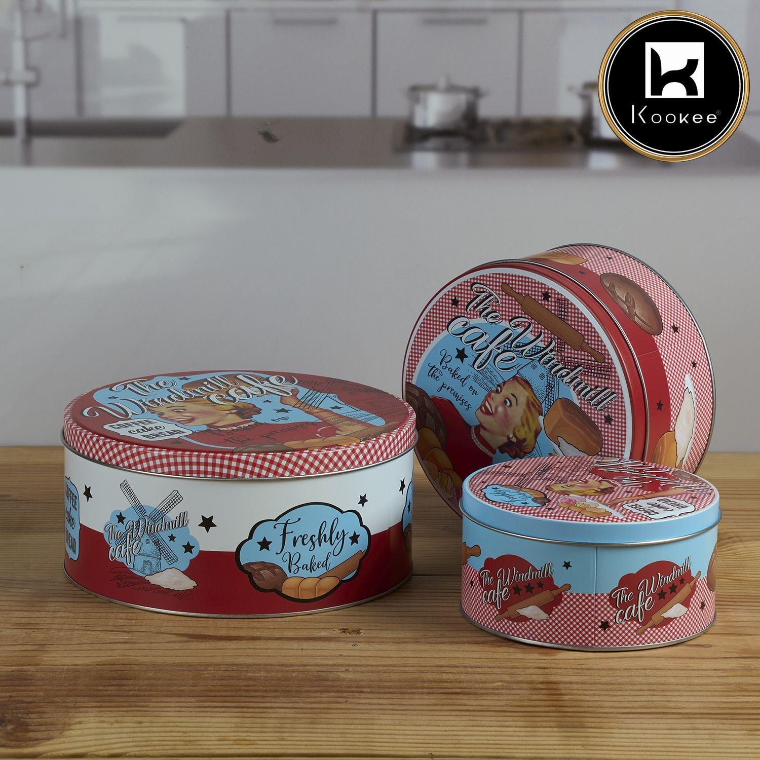 Tin Boxes Set of 3, Cookie, Biscuit and Snack Storage Tins (12105)