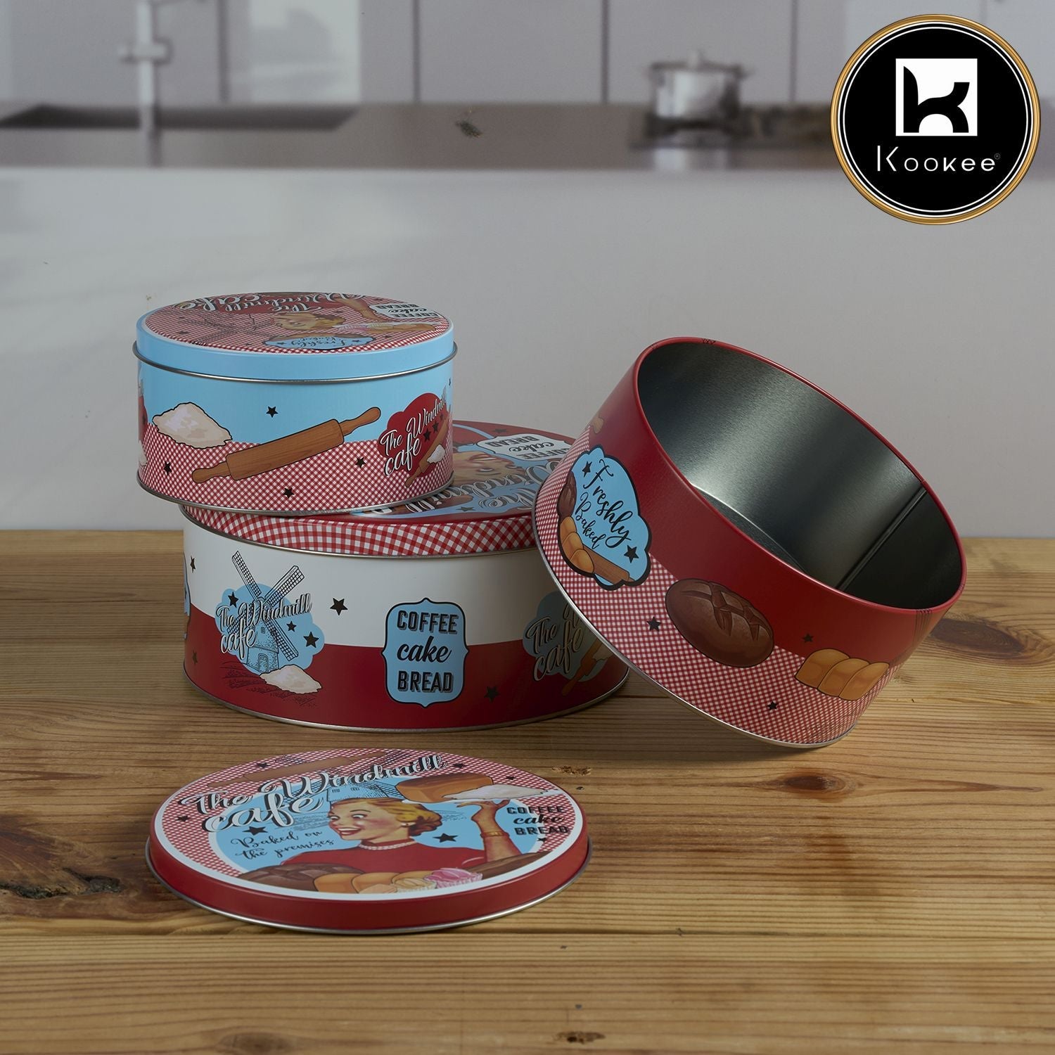 Tin Boxes Set of 3, Cookie, Biscuit and Snack Storage Tins (12105)