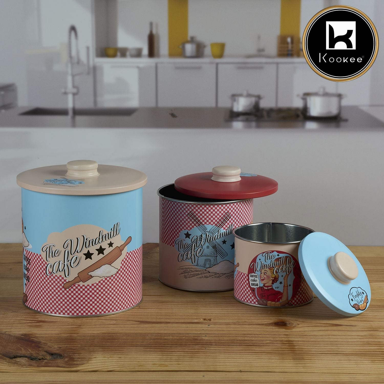 Tin Boxes Set of 3, Cookie, Biscuit and Snack Storage Tins (12111)
