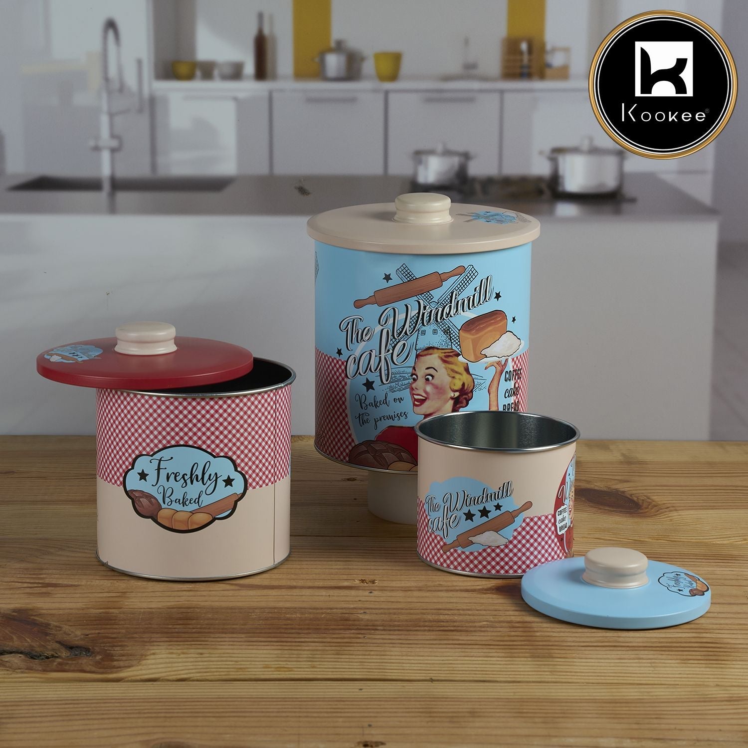 Tin Boxes Set of 3, Cookie, Biscuit and Snack Storage Tins (12111)