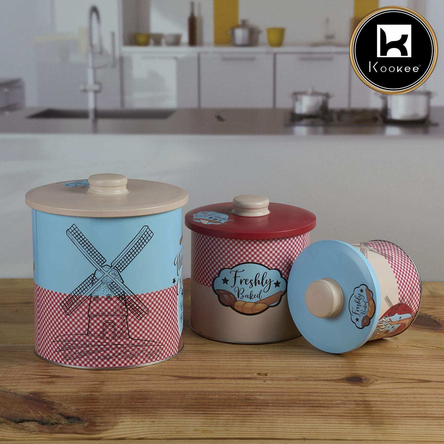 Tin Boxes Set of 3, Cookie, Biscuit and Snack Storage Tins (V-TIN-001)