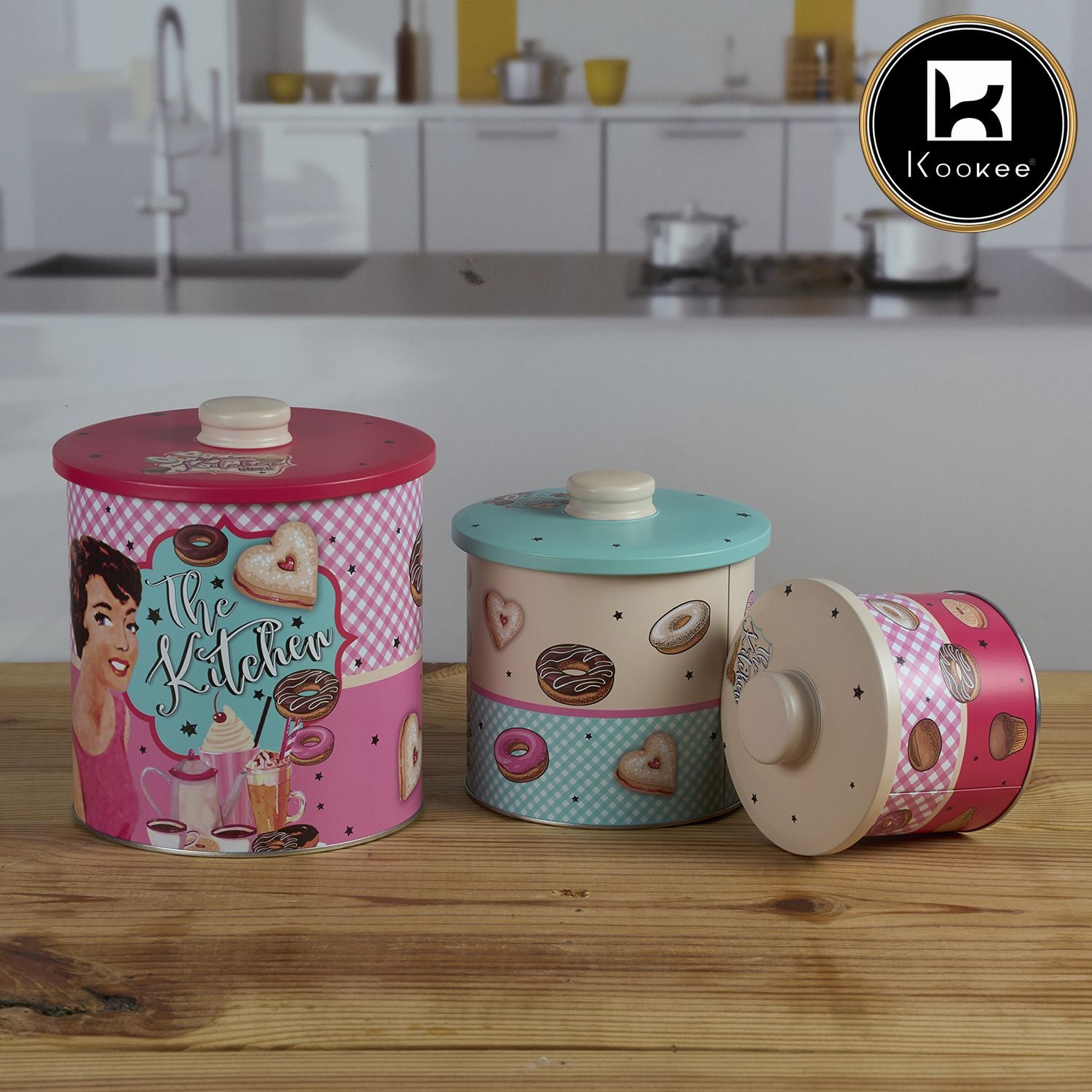 Kookee Tin Containers, Multi, ART12115