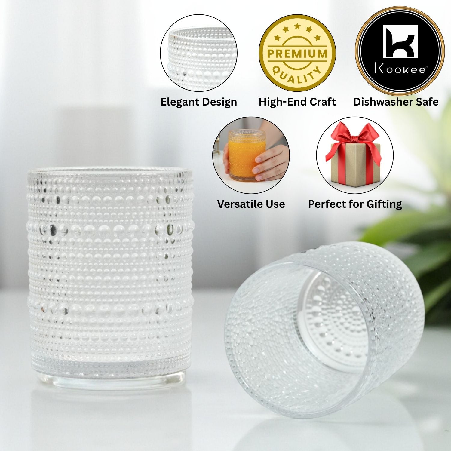 Kookee Whiskey Glasses, Transparent, ART12117