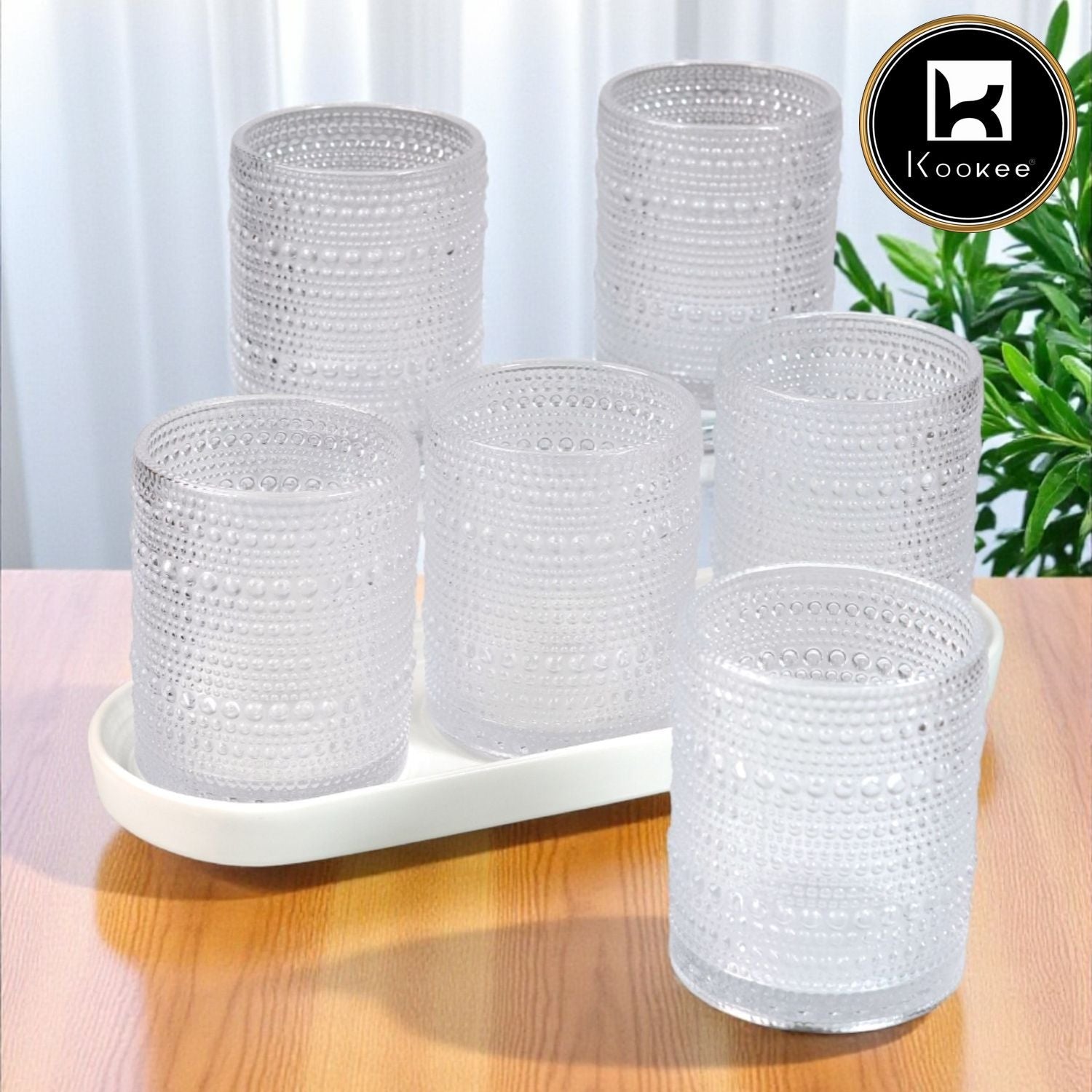 Kookee Jupiter Vintage Hobnail Old Fashioned Bubble Glasses (Set of 6) (12117)