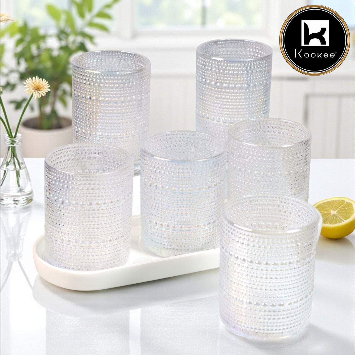 Kookee Jupiter Vintage Hobnail Old Fashioned Bubble Glasses (Set of 6) (12119)