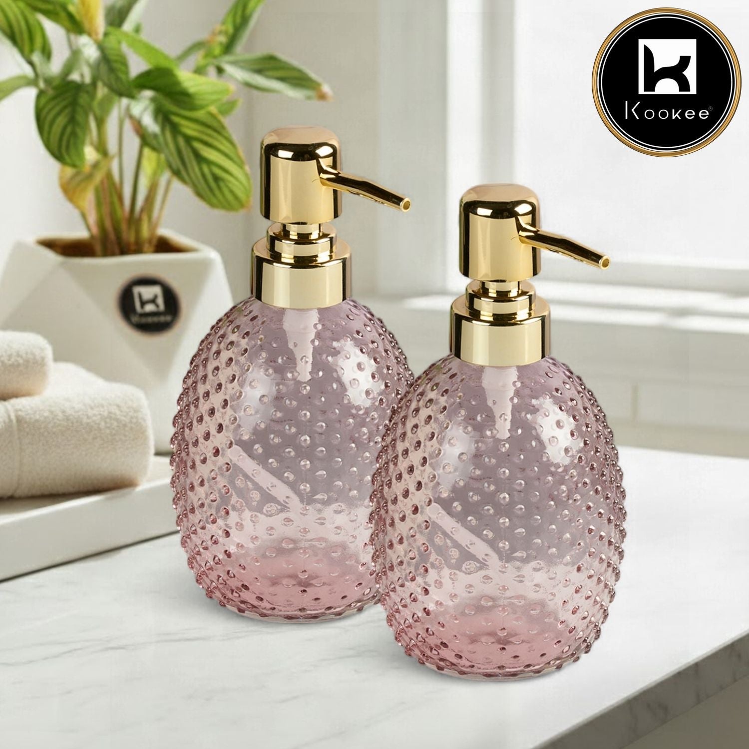 Glass Soap Dispenser for handwash for Bathroom, Transparent (Set of 1) (11587)