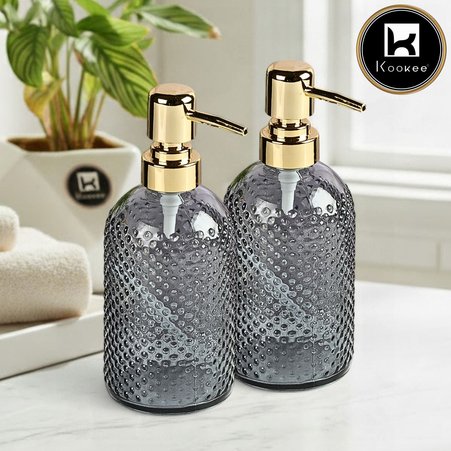 Glass Soap Dispenser for handwash for Bathroom, Transparent (Set of 1) (11913)