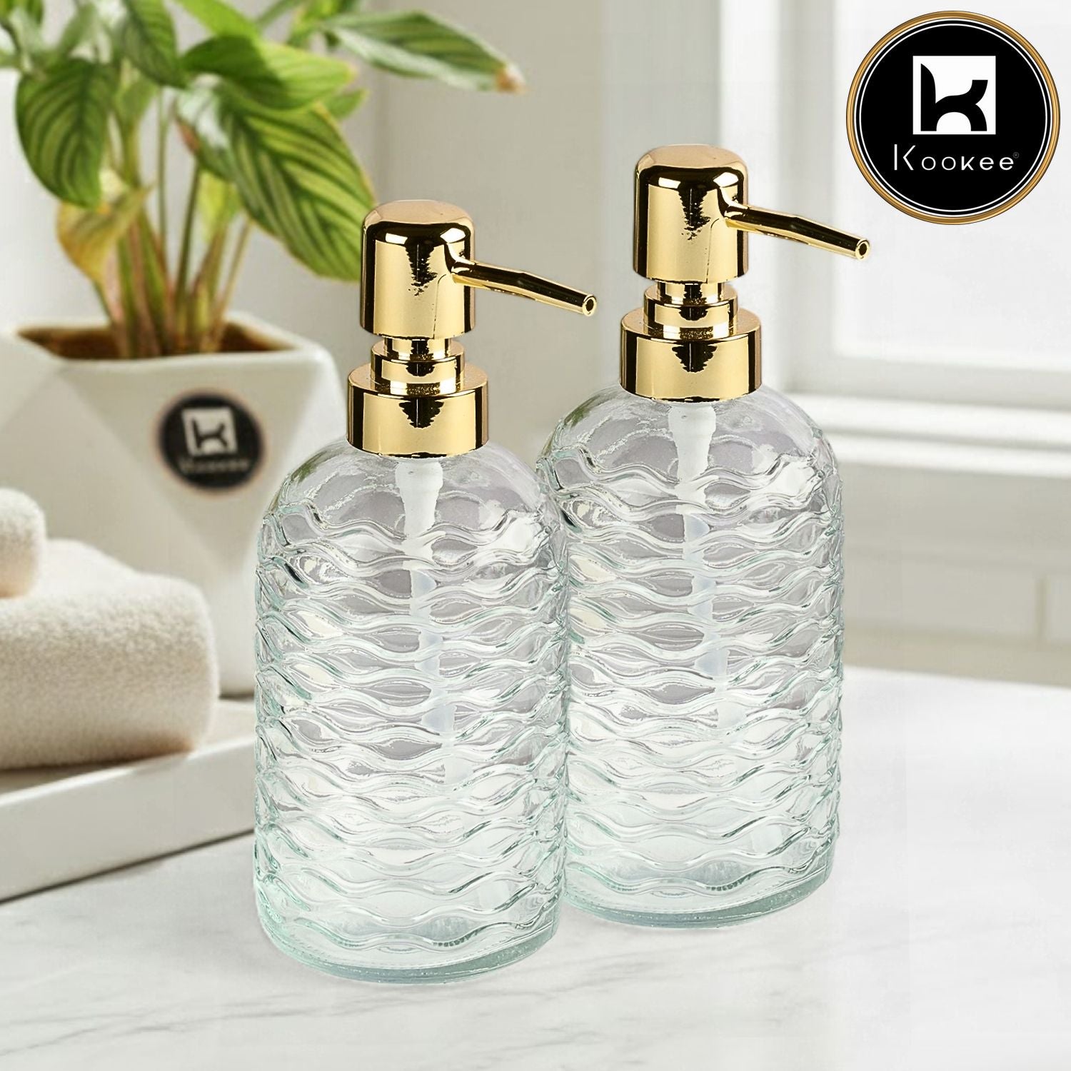 Glass Soap Dispenser for handwash for Bathroom, Multicolor (Set of 5) (12221)