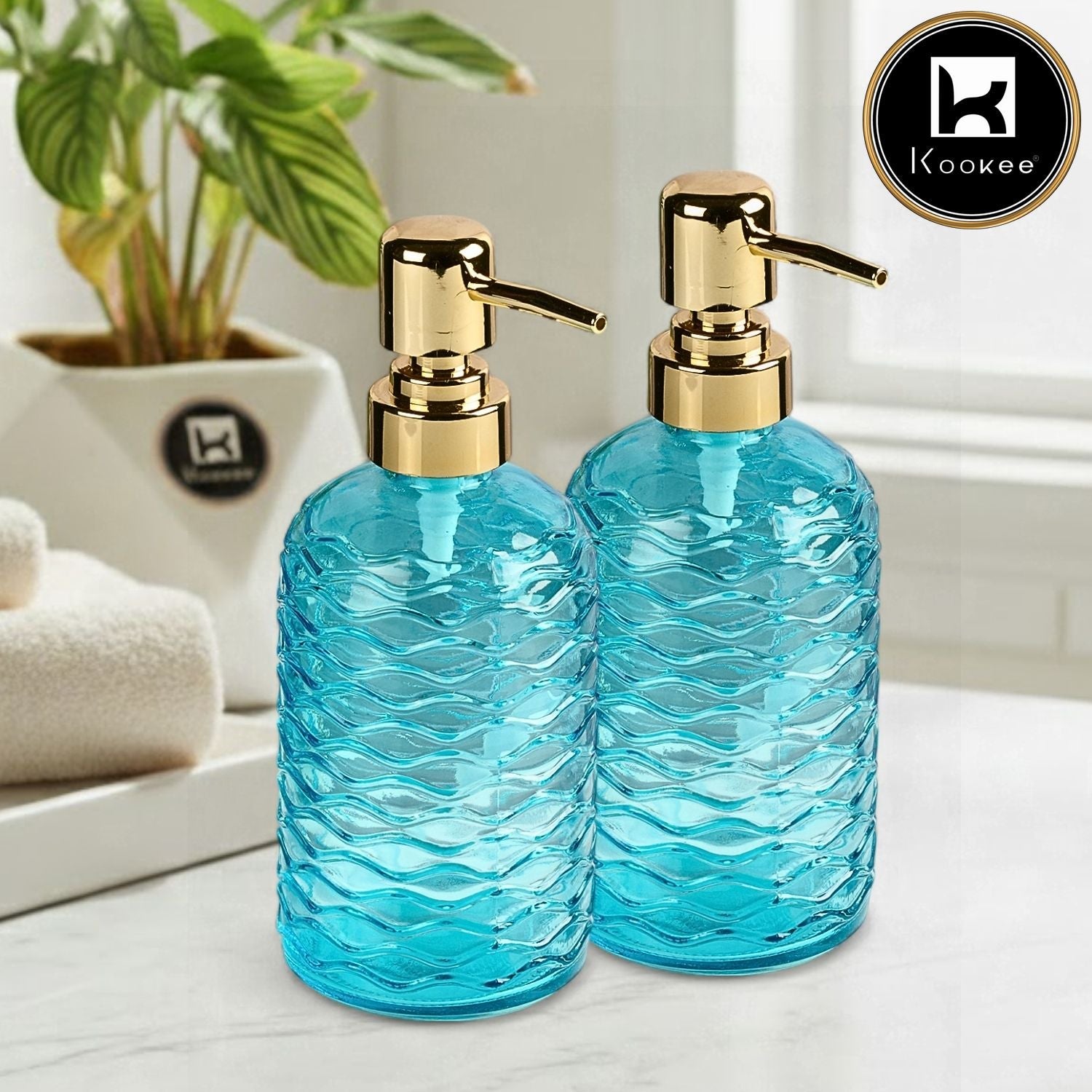 Glass Soap Dispenser for handwash for Bathroom, Transparent (Set of 4) (11908)
