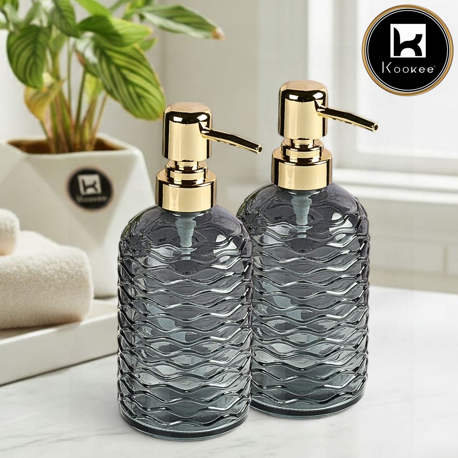 Glass Soap Dispenser for handwash, Blue (Set of 4) (11909)