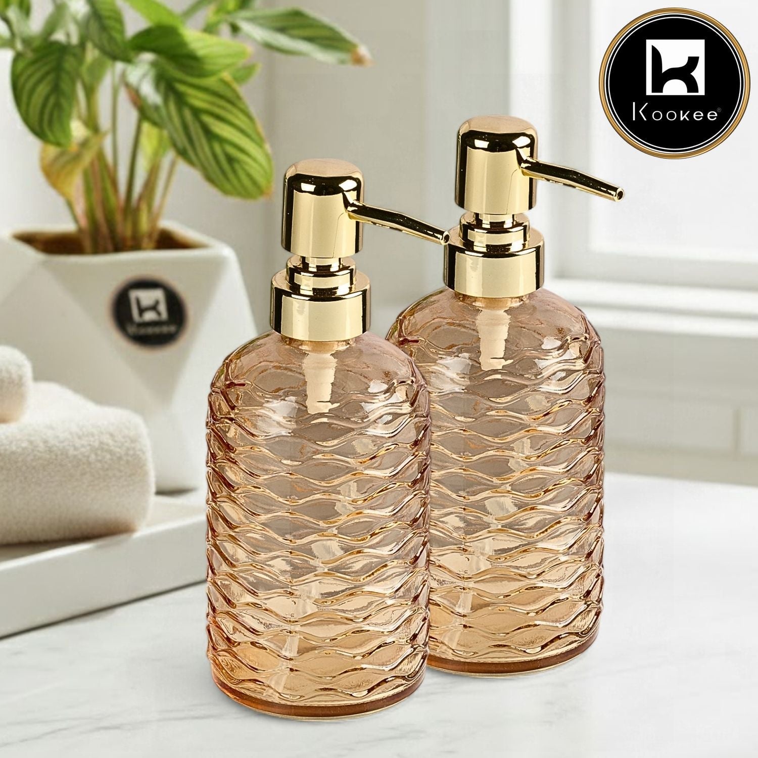 Glass Soap Dispenser for handwash, Grey (Set of 4) (11910)