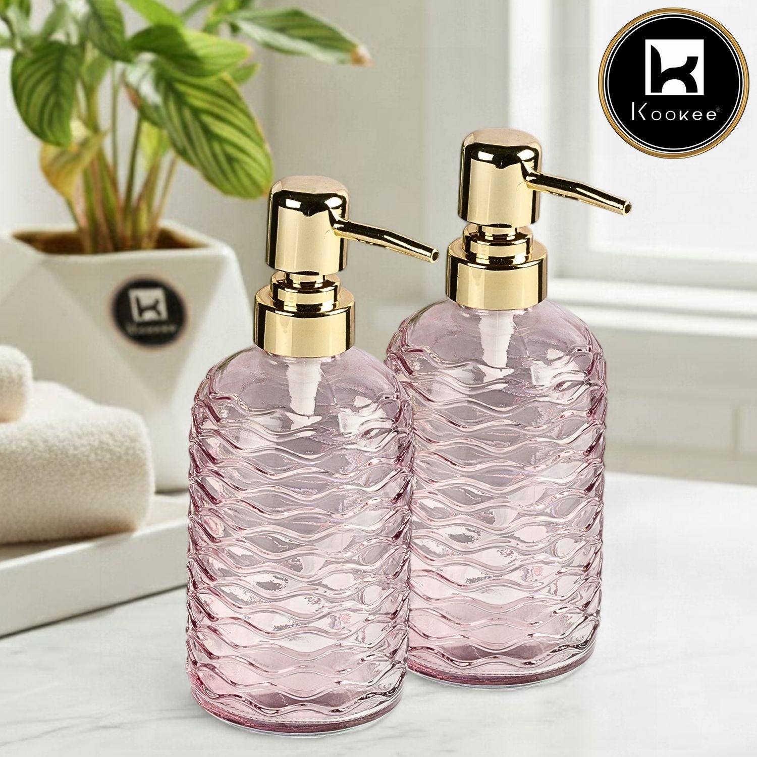 Glass Soap Dispenser for handwash, Orange (Set of 4) (11912)