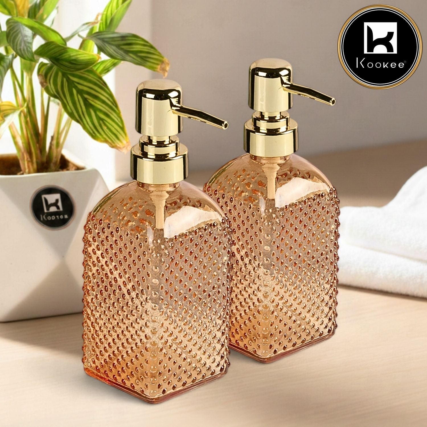 Glass Soap Dispenser for handwash, Grey (Set of 2) (12135)