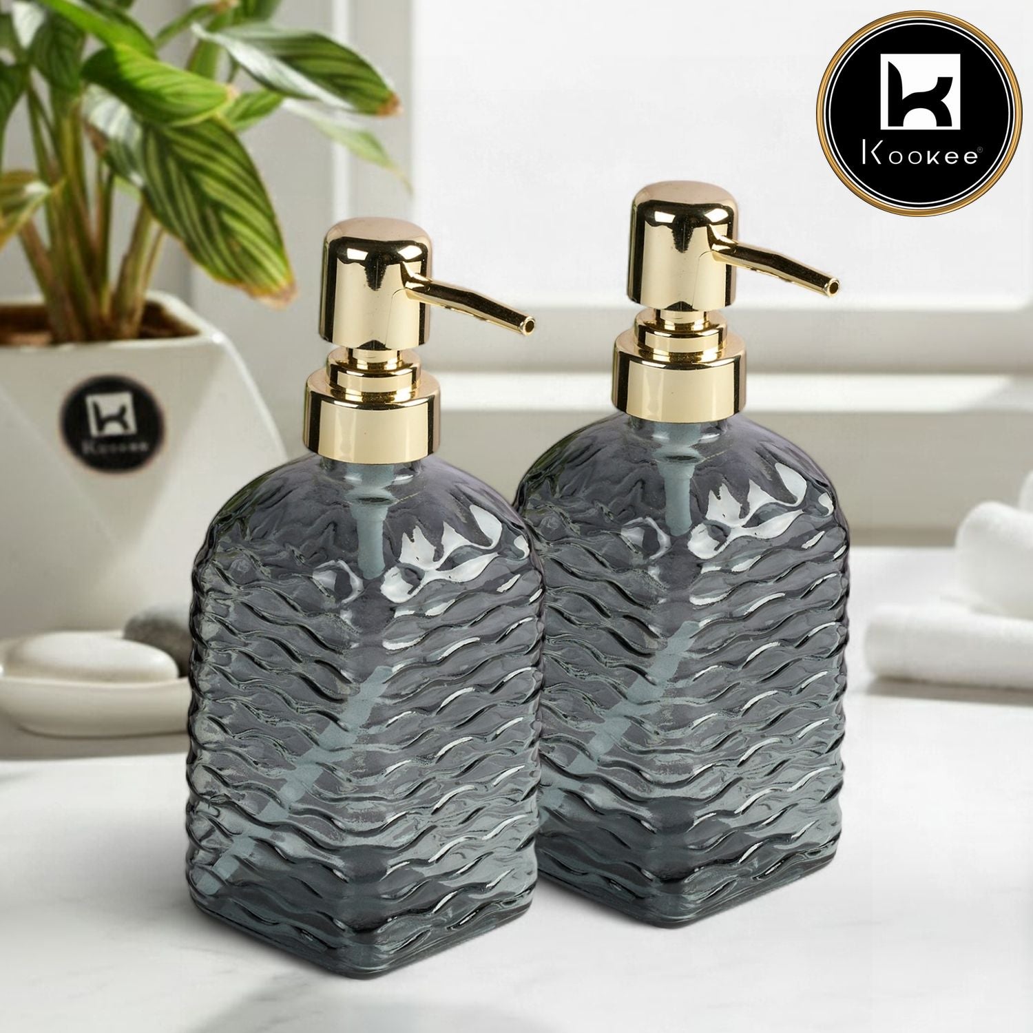 Glass Soap Dispenser for handwash, Blue (Set of 2) (12139)