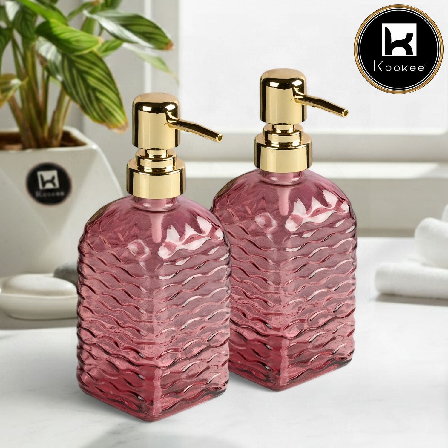 Glass Soap Dispenser for handwash, Grey (Set of 2) (12140)