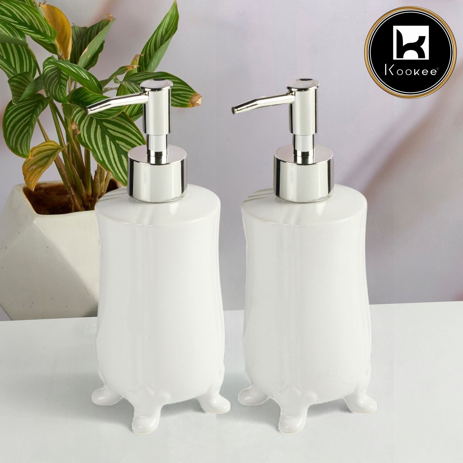 Ceramic Soap Dispenser for handwash for Bathroom, Black & White (Set of 2) (12193)